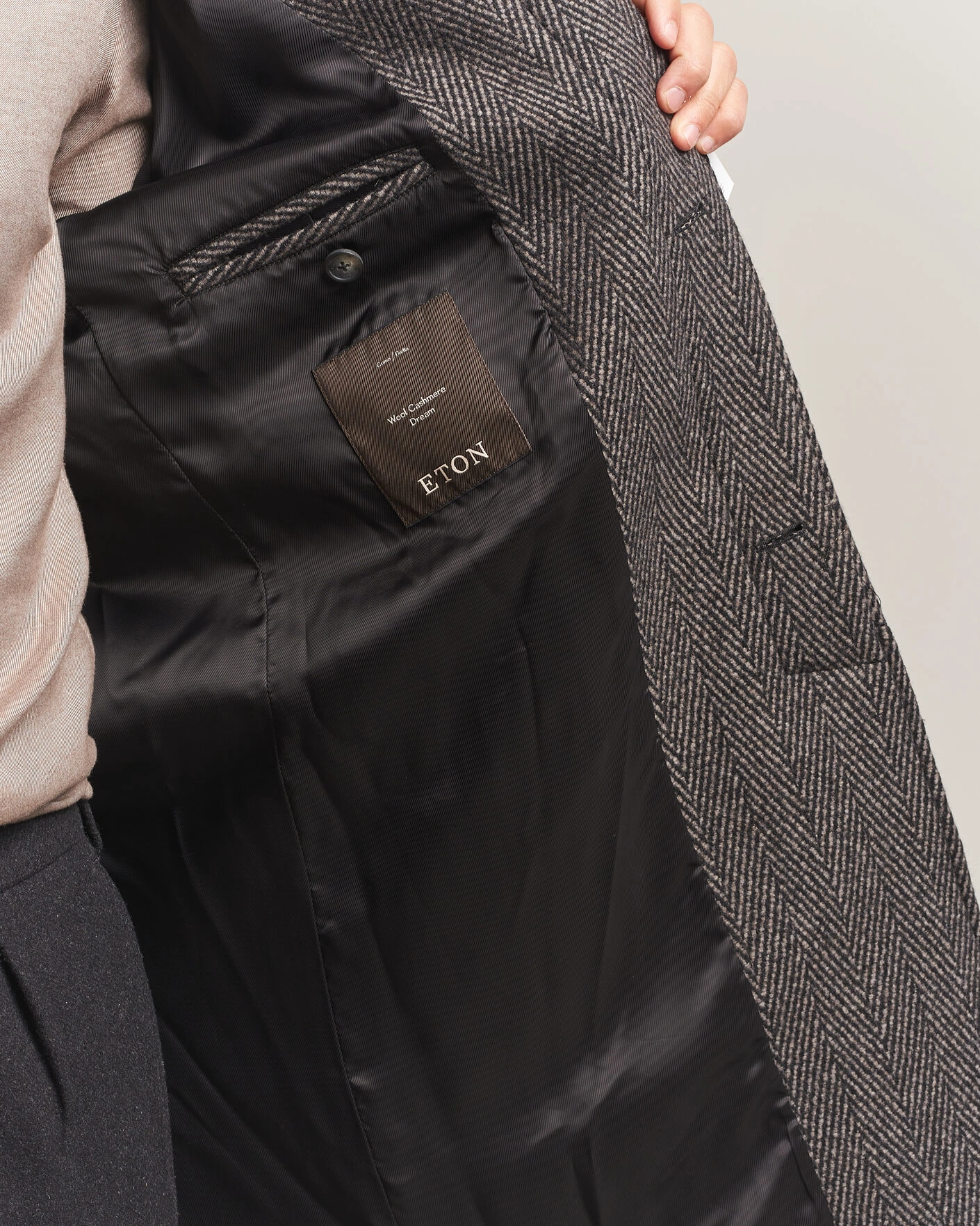 Herr | Jackor | Eton | Wool/Cashmere Herringbone Raglan Coat Dark Brown