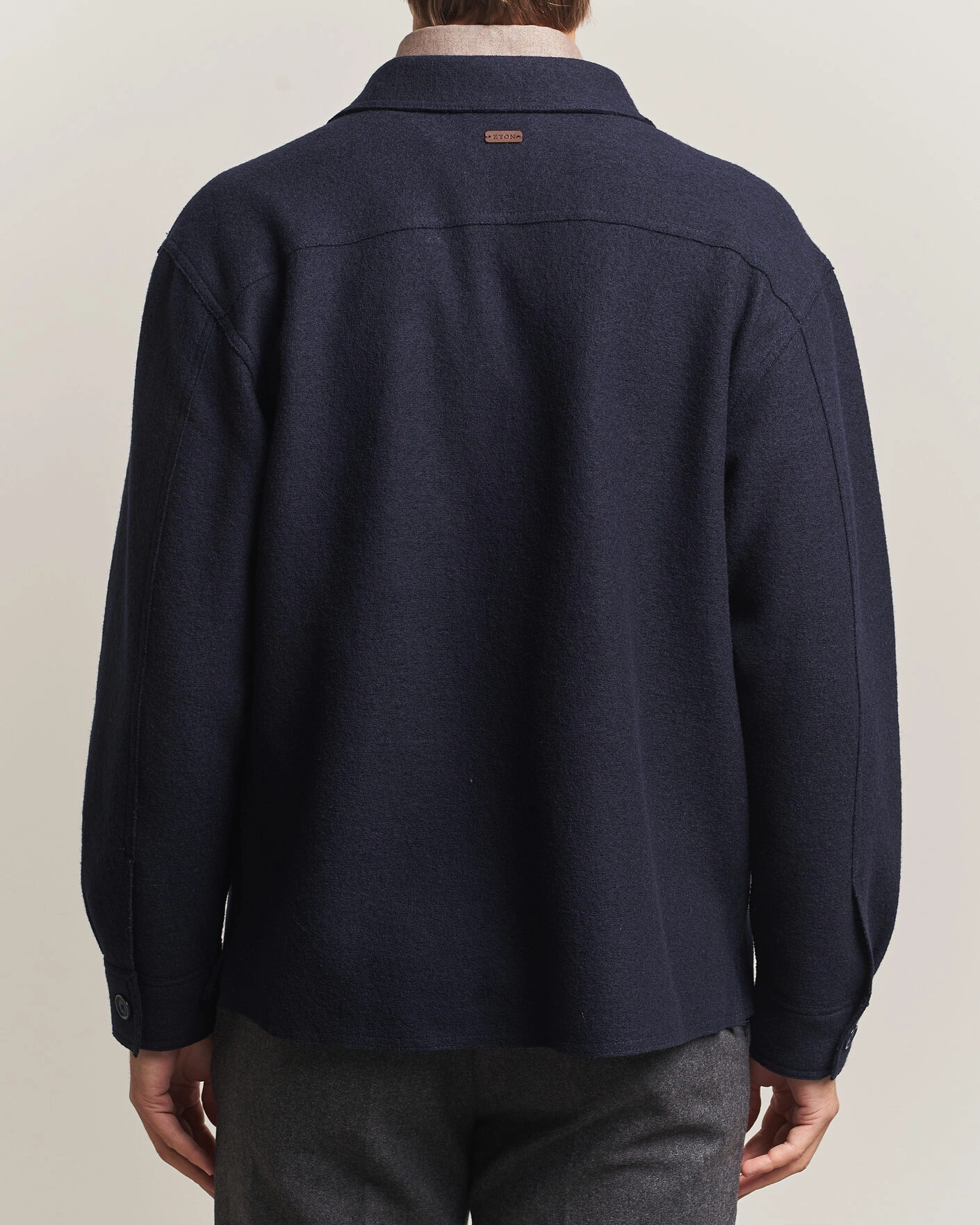 Herr | Jackor | Eton | Boiled Wool Shirt Jacket Navy Blue
