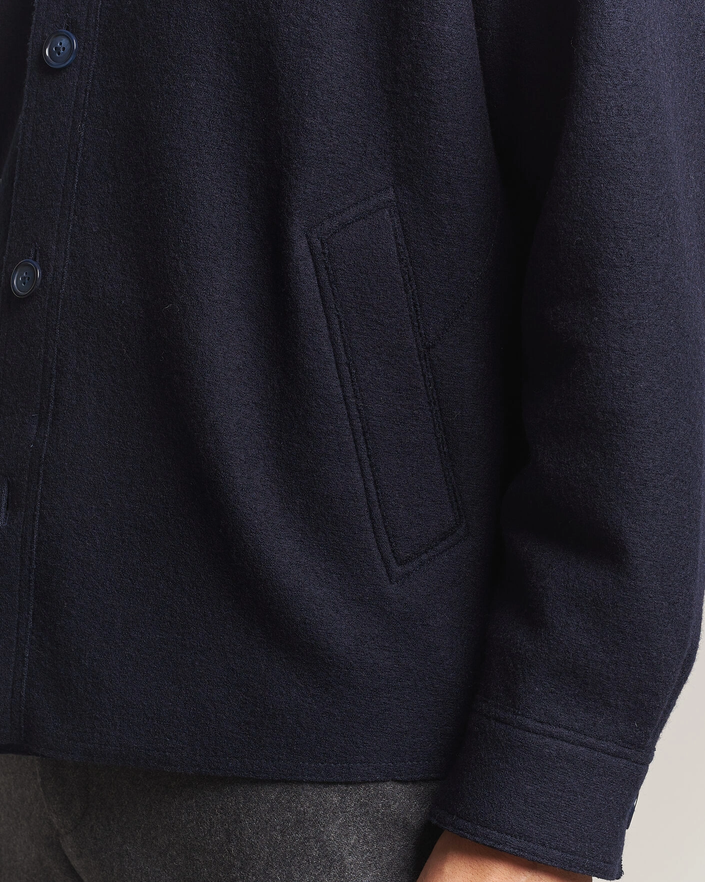Herr | Jackor | Eton | Boiled Wool Shirt Jacket Navy Blue