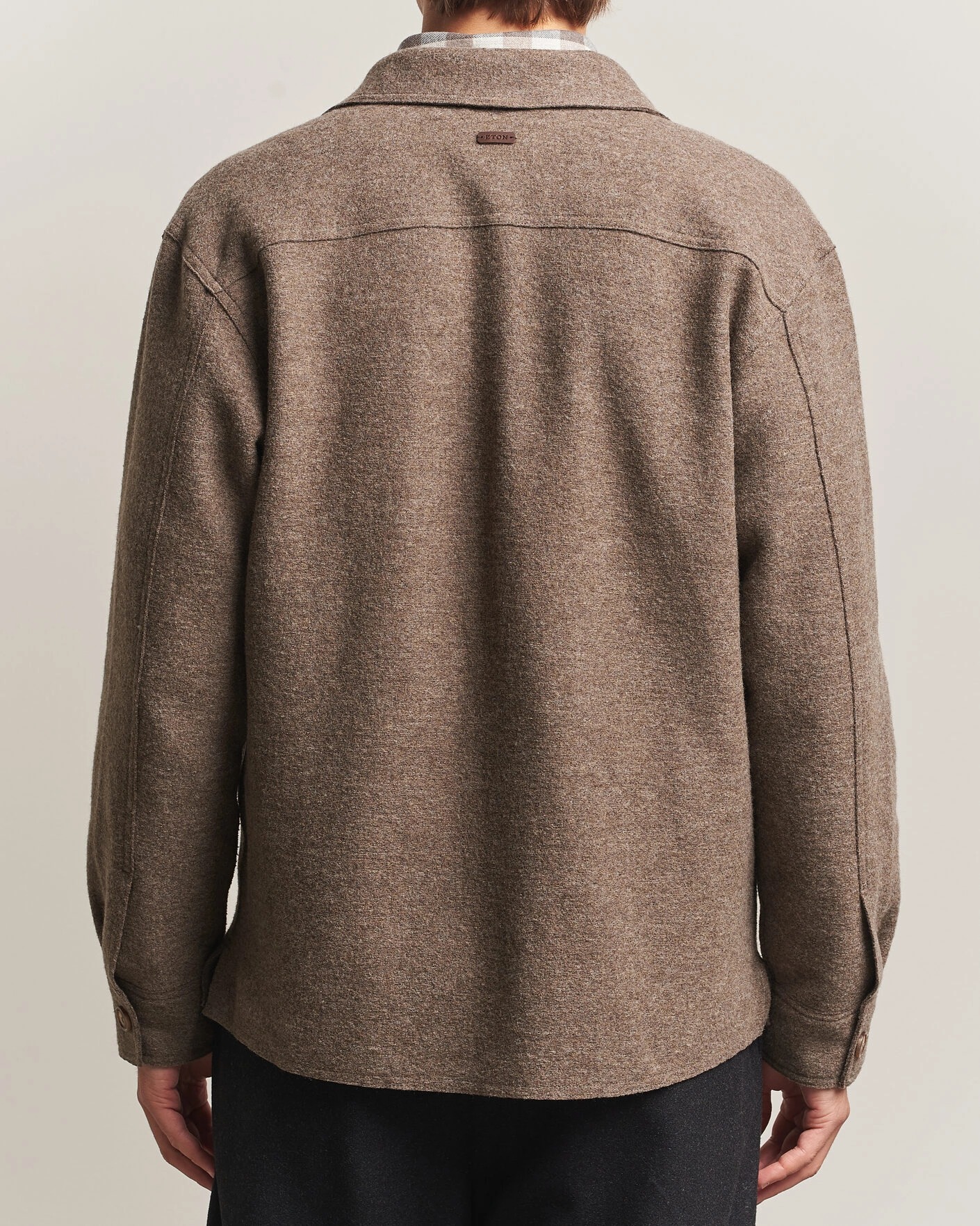 Herr | Jackor | Eton | Boiled Wool Shirt Jacket Brown