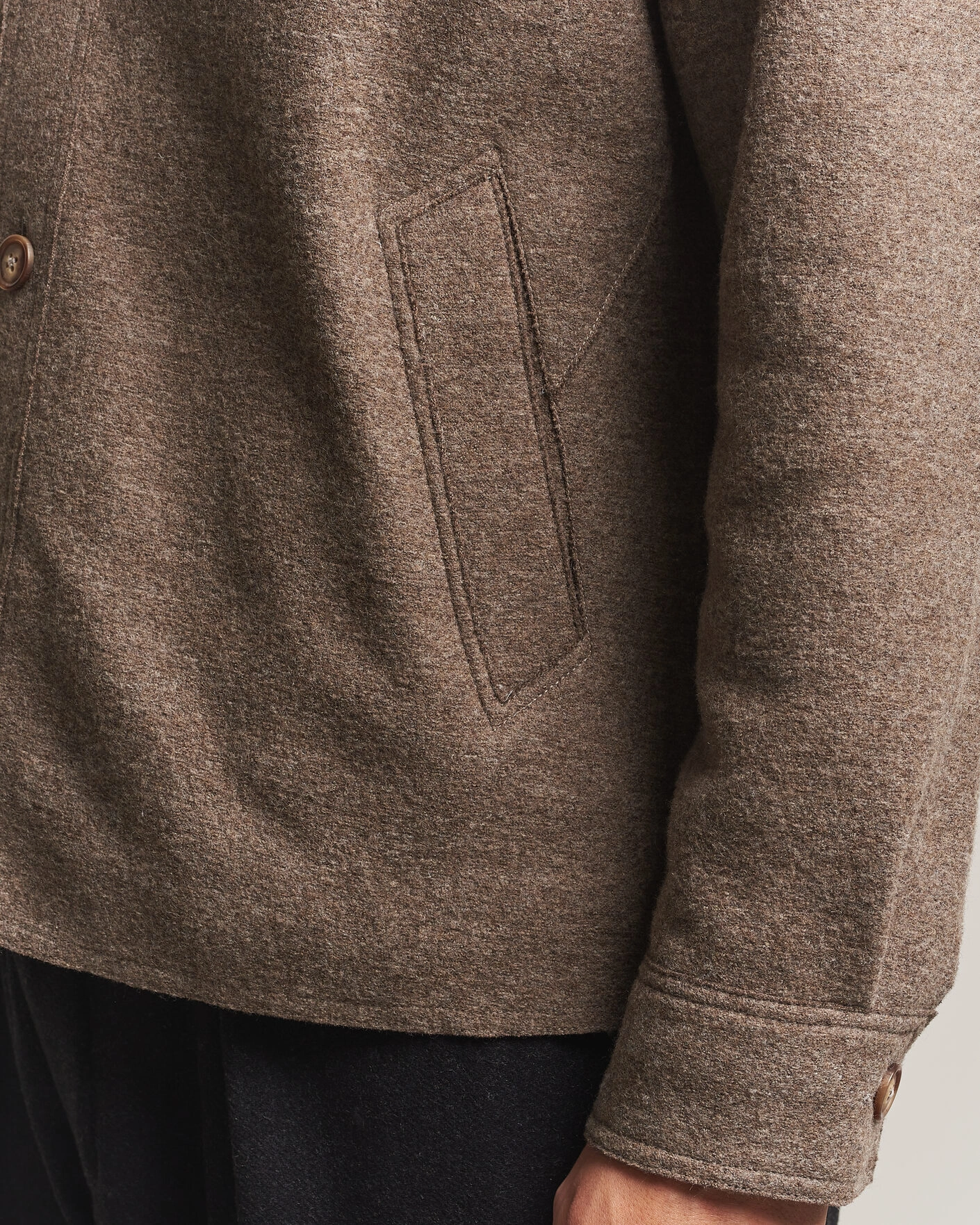 Herr | Jackor | Eton | Boiled Wool Shirt Jacket Brown