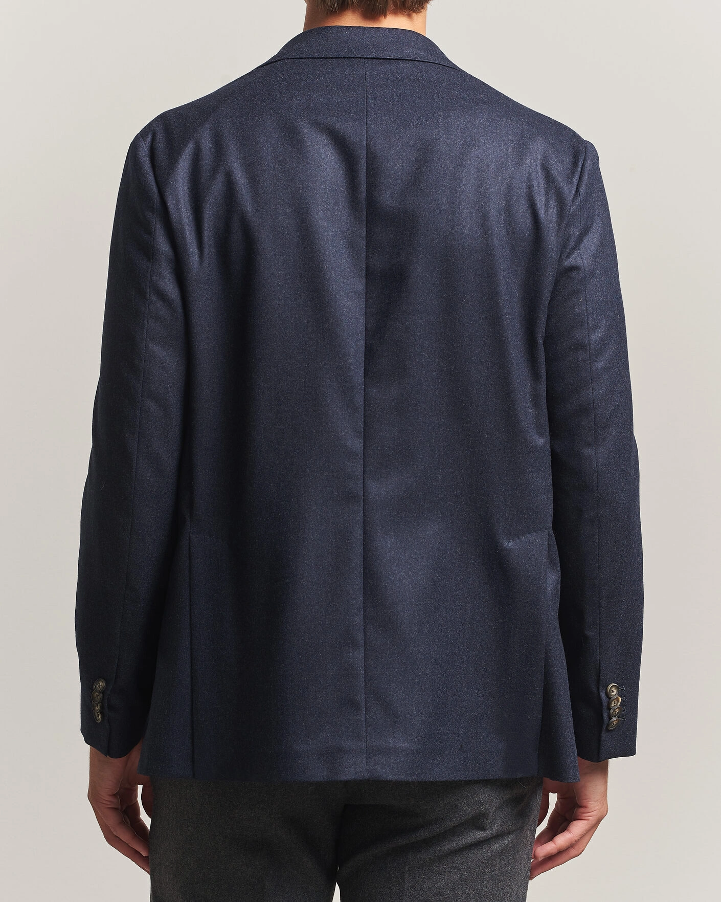 Herr | Kavajer | Eton | Wool Flannel Soft Jacket Navy Blue