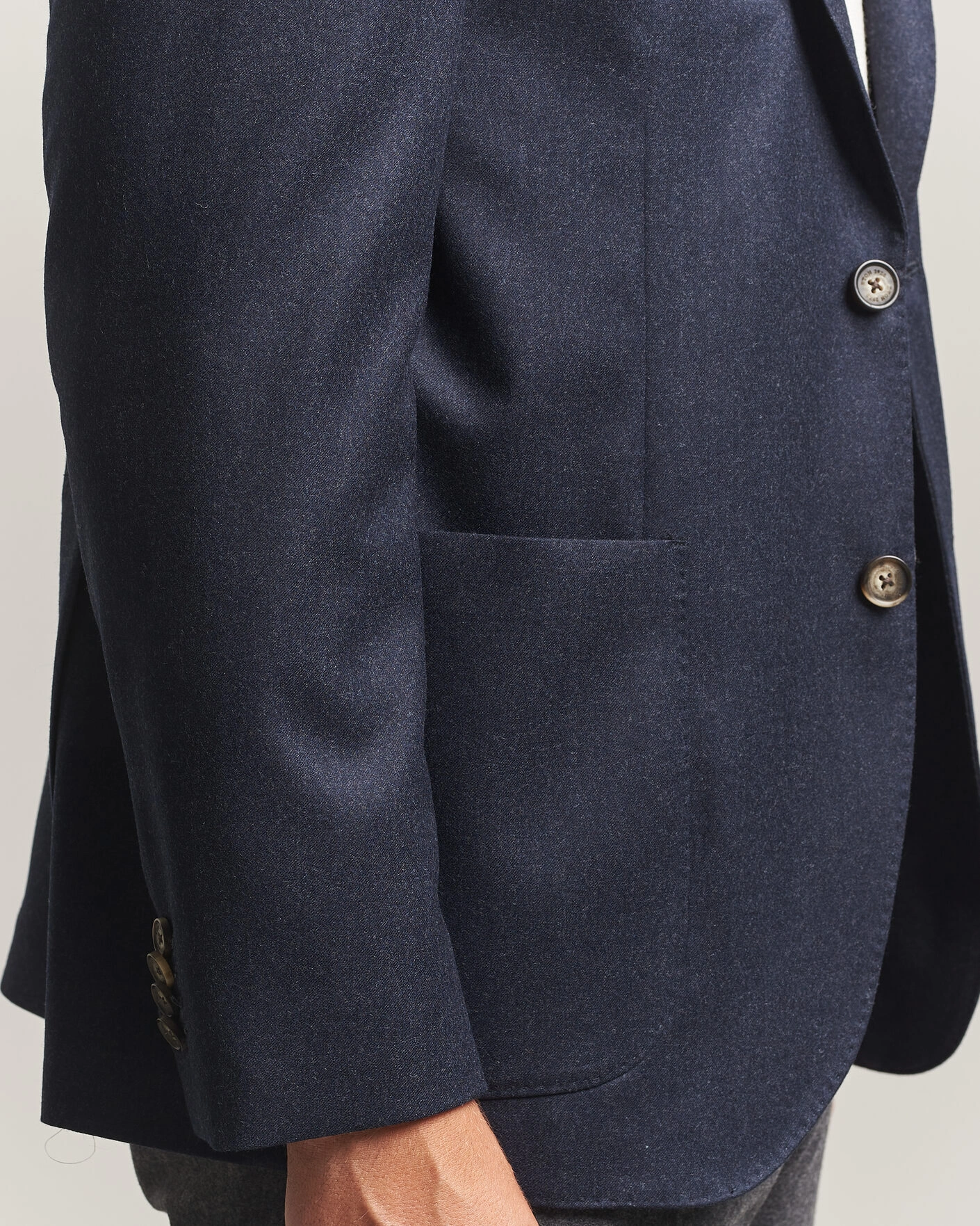 Herr | Kavajer | Eton | Wool Flannel Soft Jacket Navy Blue