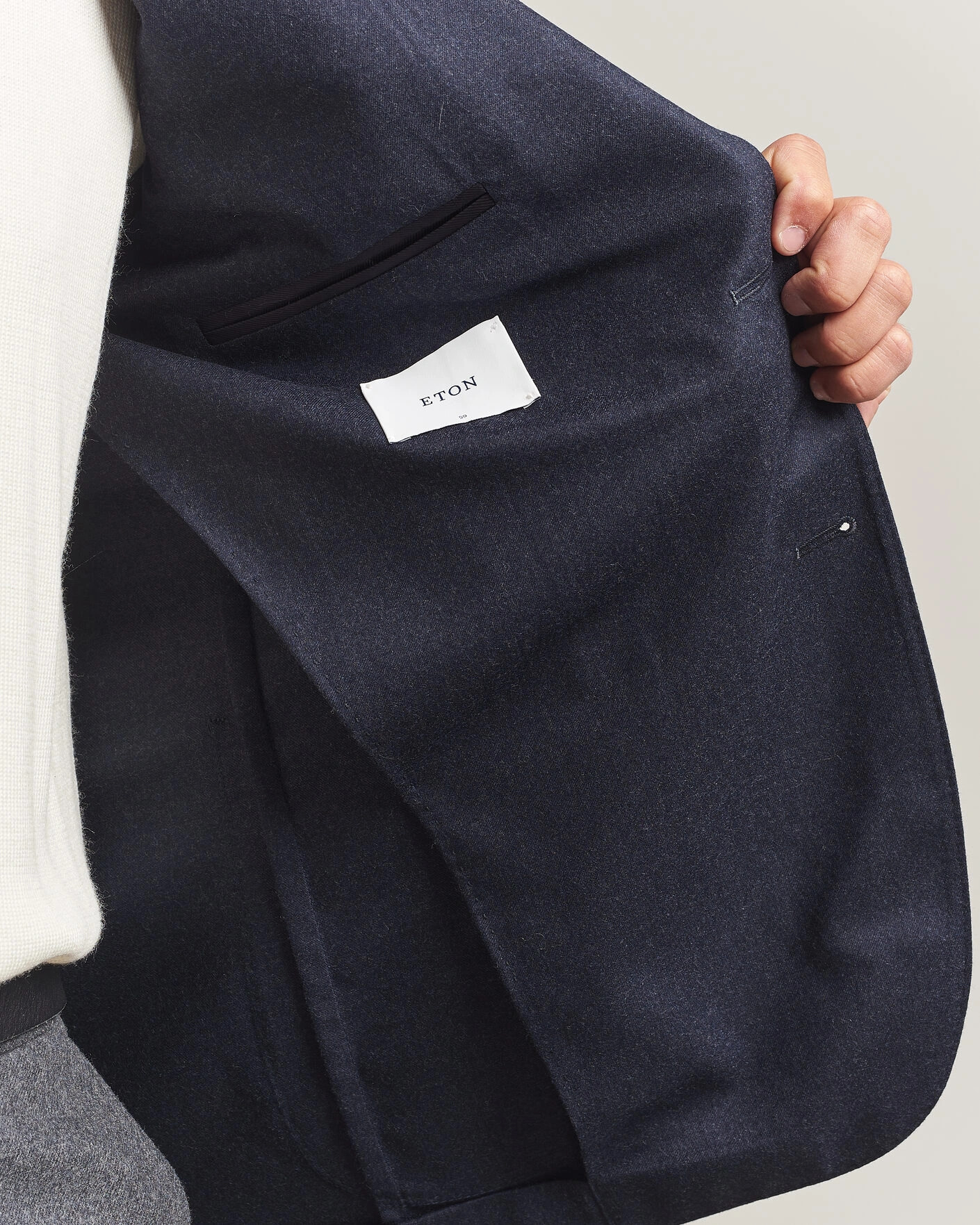 Herr | Kavajer | Eton | Wool Flannel Soft Jacket Navy Blue