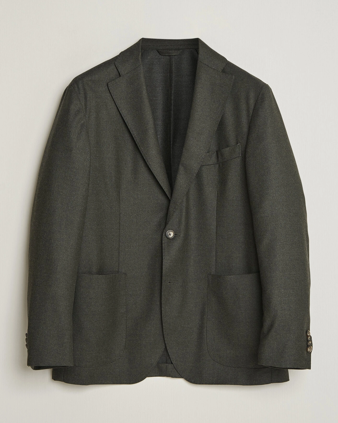 Herr | Kavajer | Eton | Wool Flannel Soft Jacket Dark Green