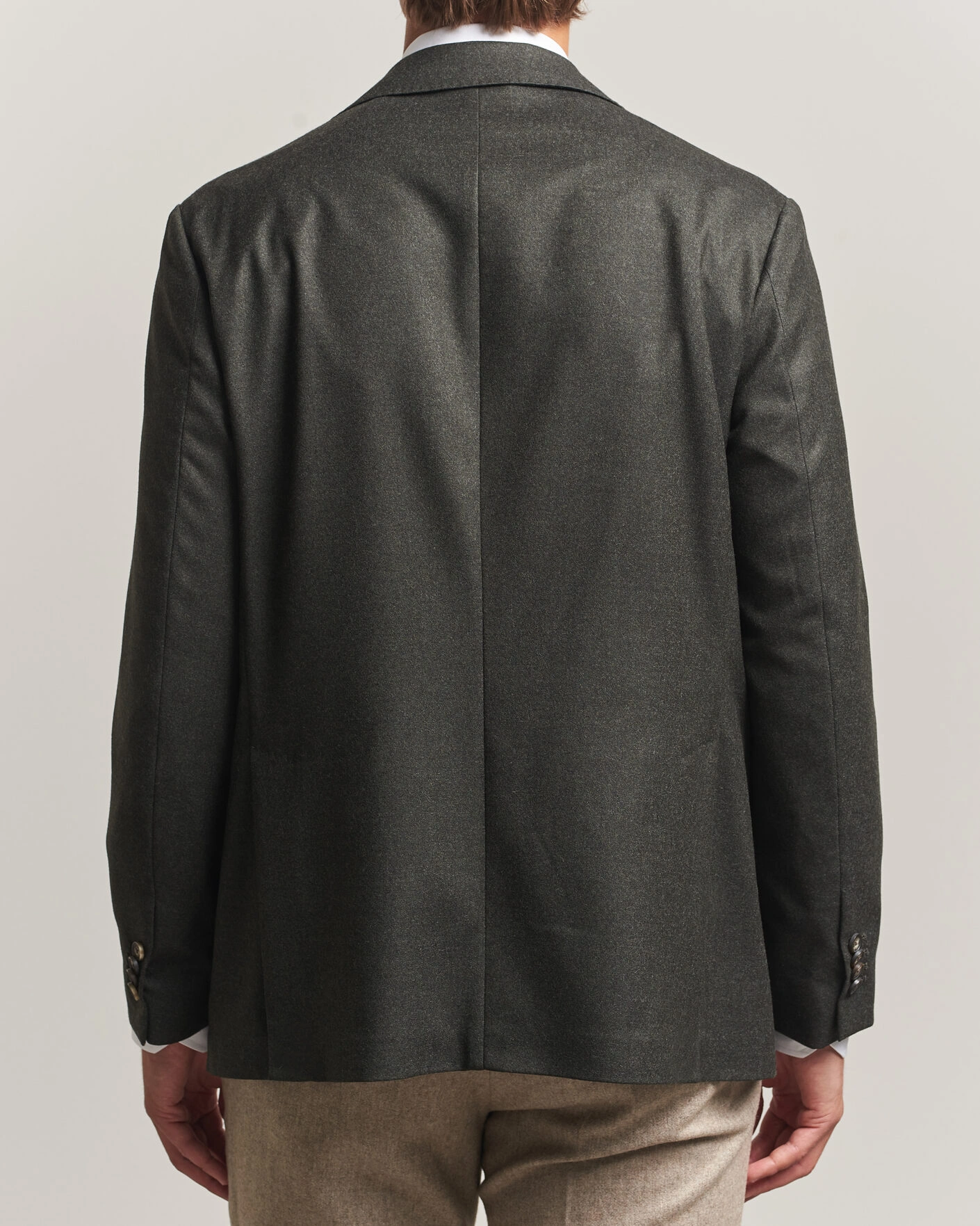 Herr | Kavajer | Eton | Wool Flannel Soft Jacket Dark Green