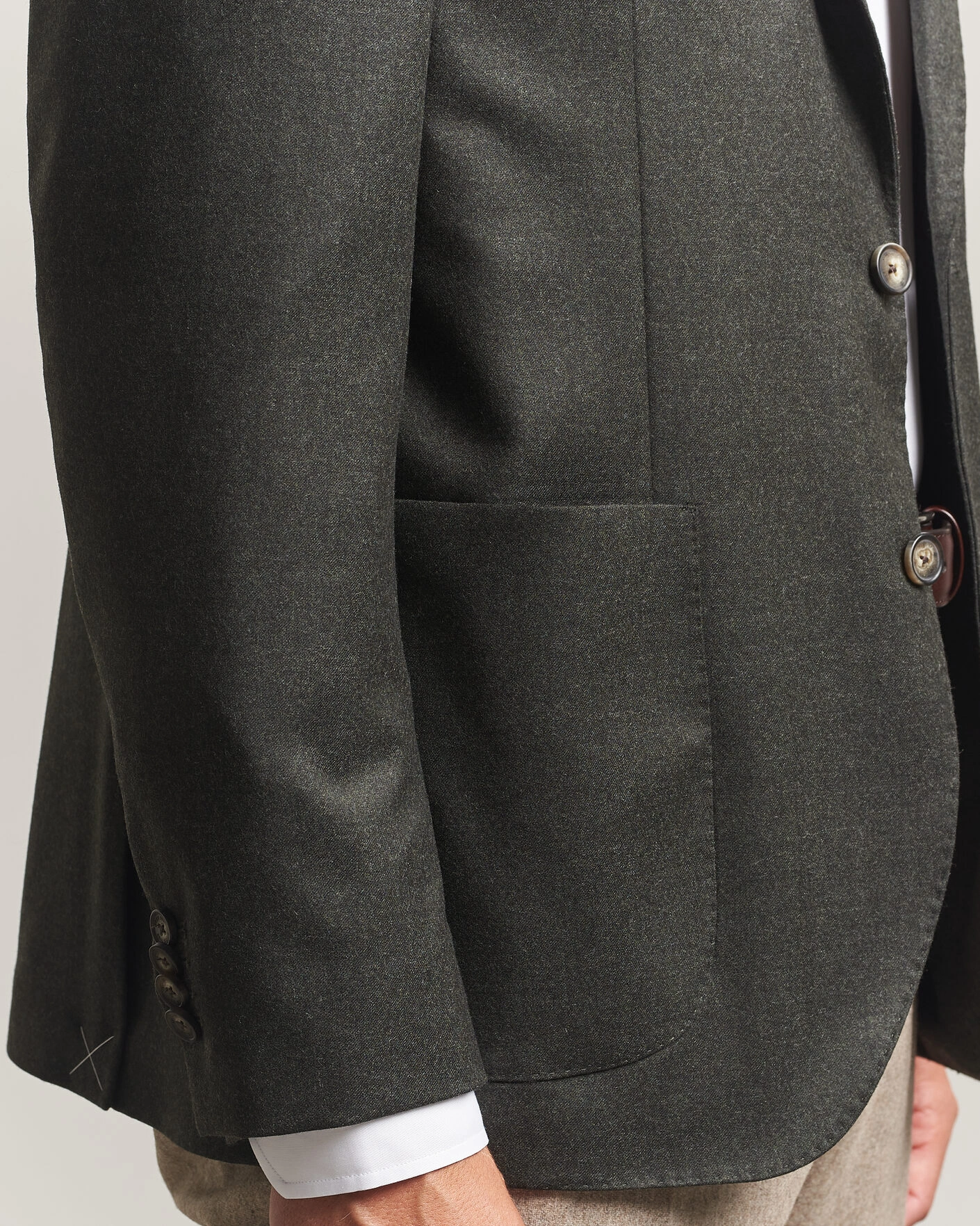Herr | Kavajer | Eton | Wool Flannel Soft Jacket Dark Green