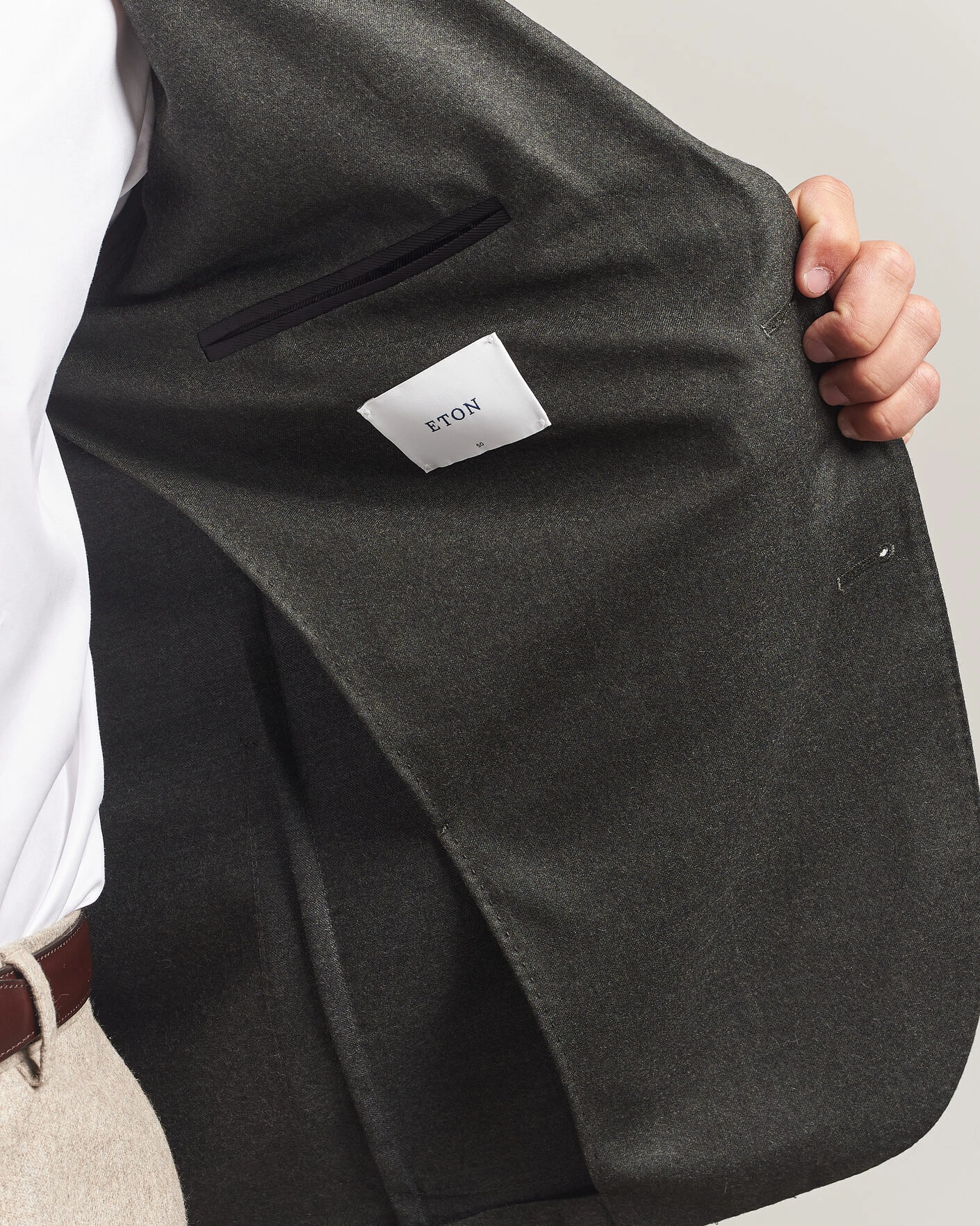 Herr | Kavajer | Eton | Wool Flannel Soft Jacket Dark Green