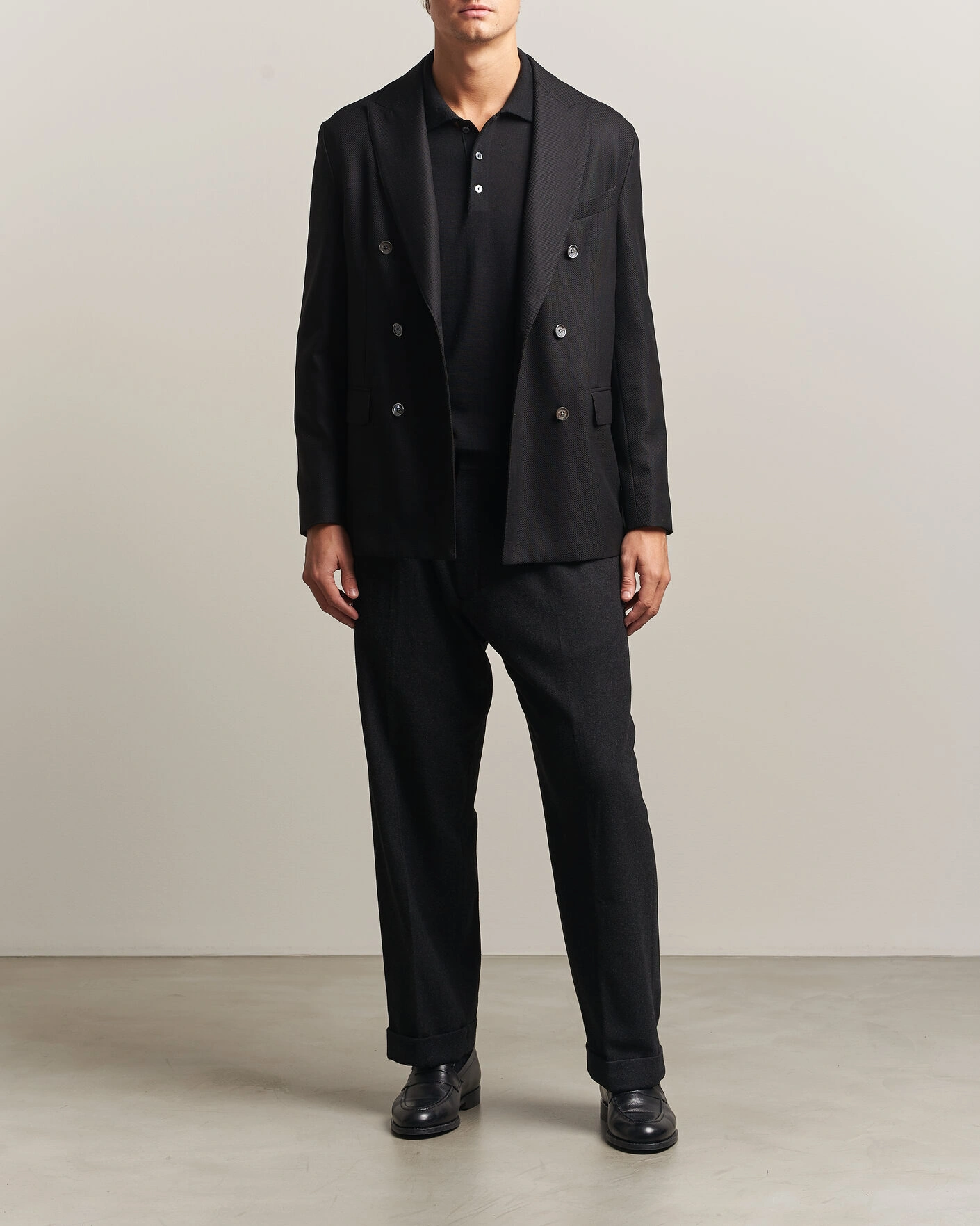 Herr | Kavajer | Eton | Double Breasted Hopsack Soft jacket Black