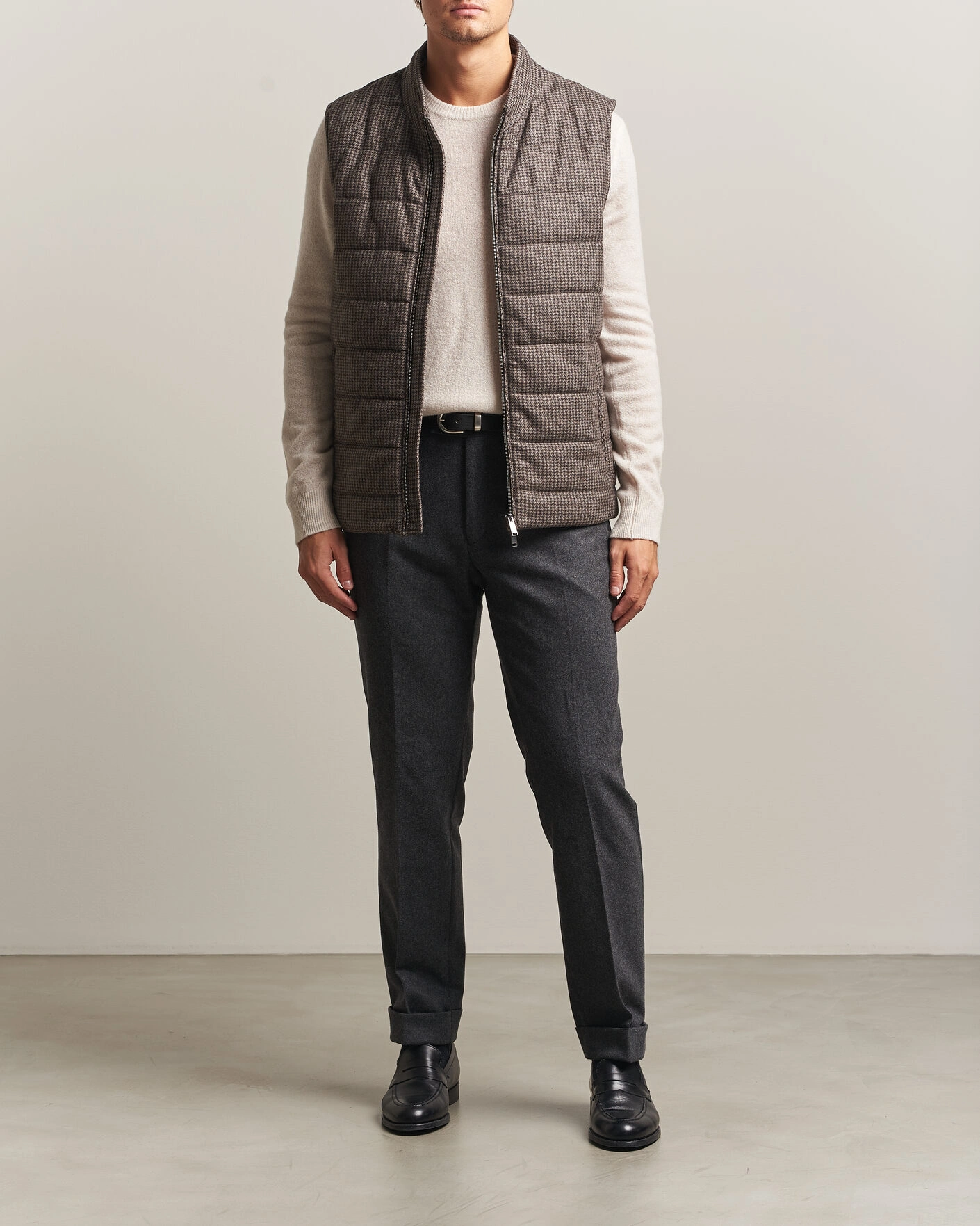 Herr | Västar | Eton | Wool/Cashmere Padded Vest Brown