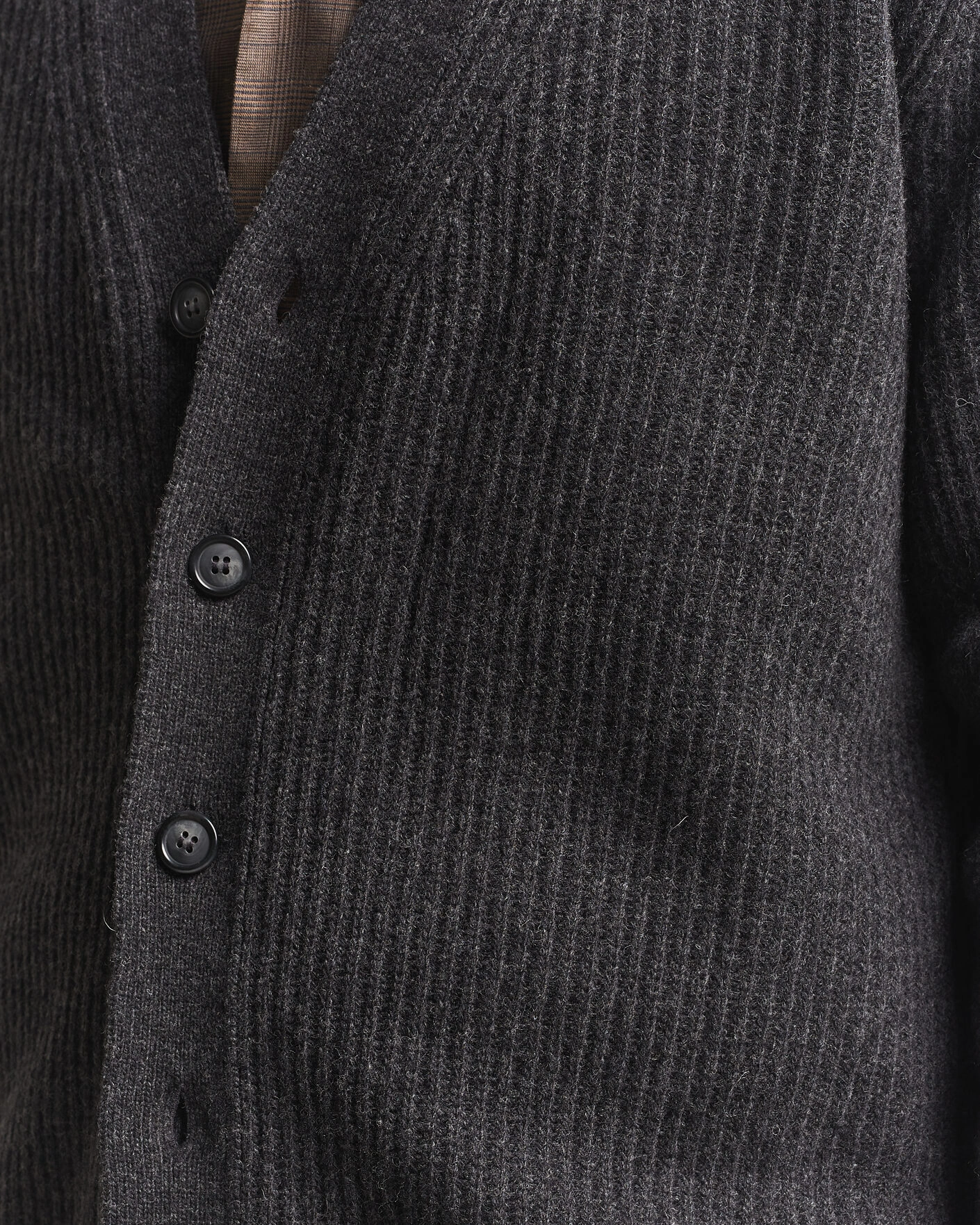 Herr | Tröjor | Eton | Merino Wool Rib Cardigan Dark Grey