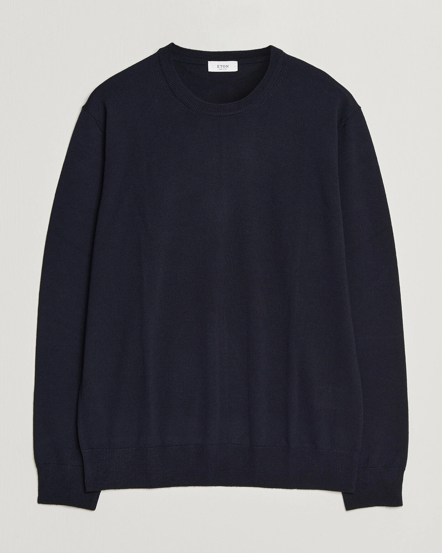 Herr | Tröjor | Eton | Merino Wool Knitted Crew Neck Navy Blue