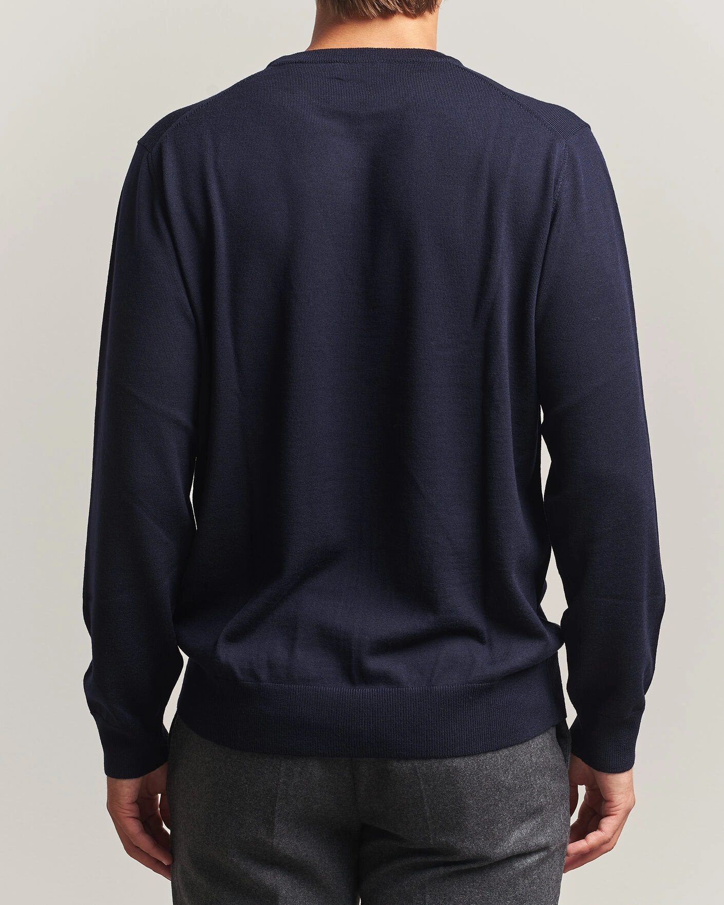 Herr | Tröjor | Eton | Merino Wool Knitted Crew Neck Navy Blue