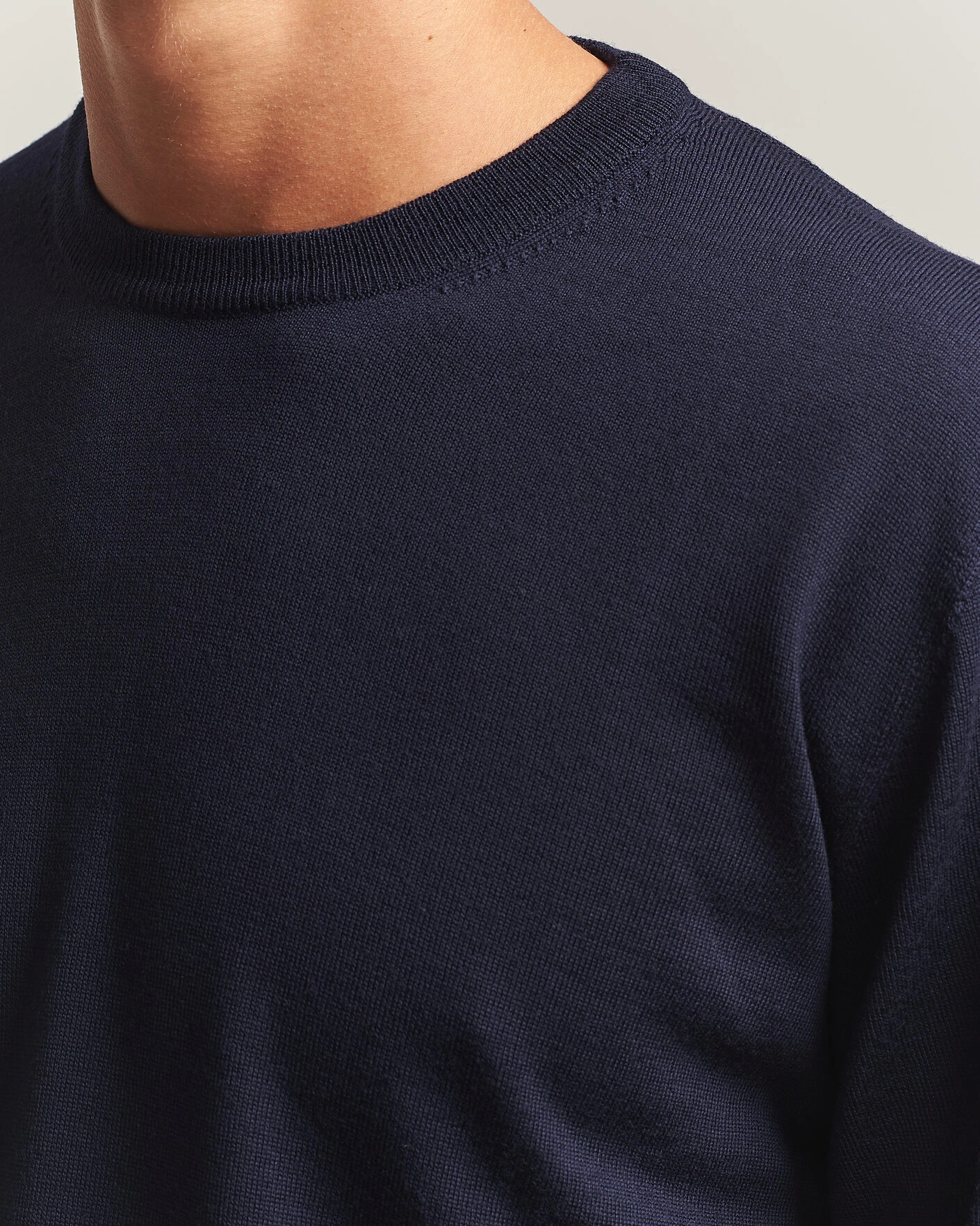 Herr | Tröjor | Eton | Merino Wool Knitted Crew Neck Navy Blue