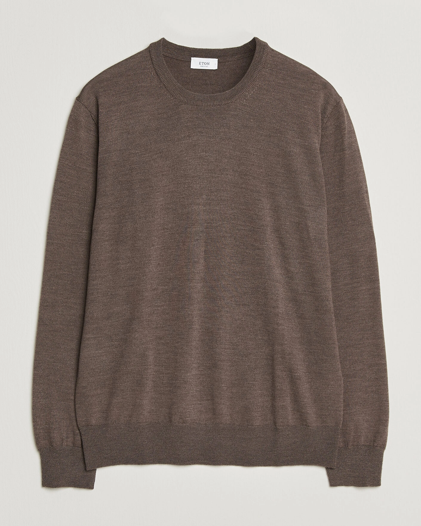 Herr | Tröjor | Eton | Merino Wool Knitted Crew Neck Dark Brown