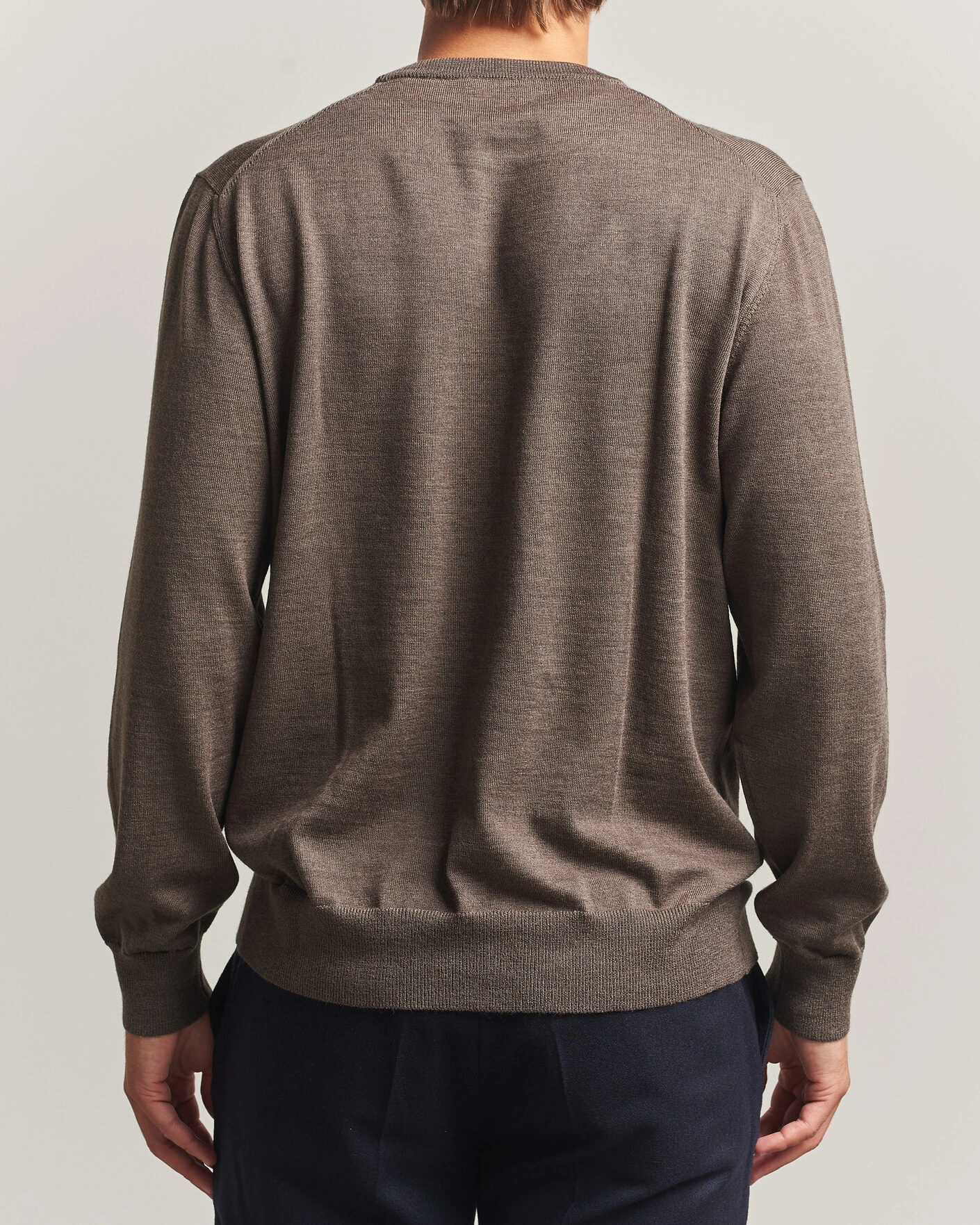 Herr | Tröjor | Eton | Merino Wool Knitted Crew Neck Dark Brown