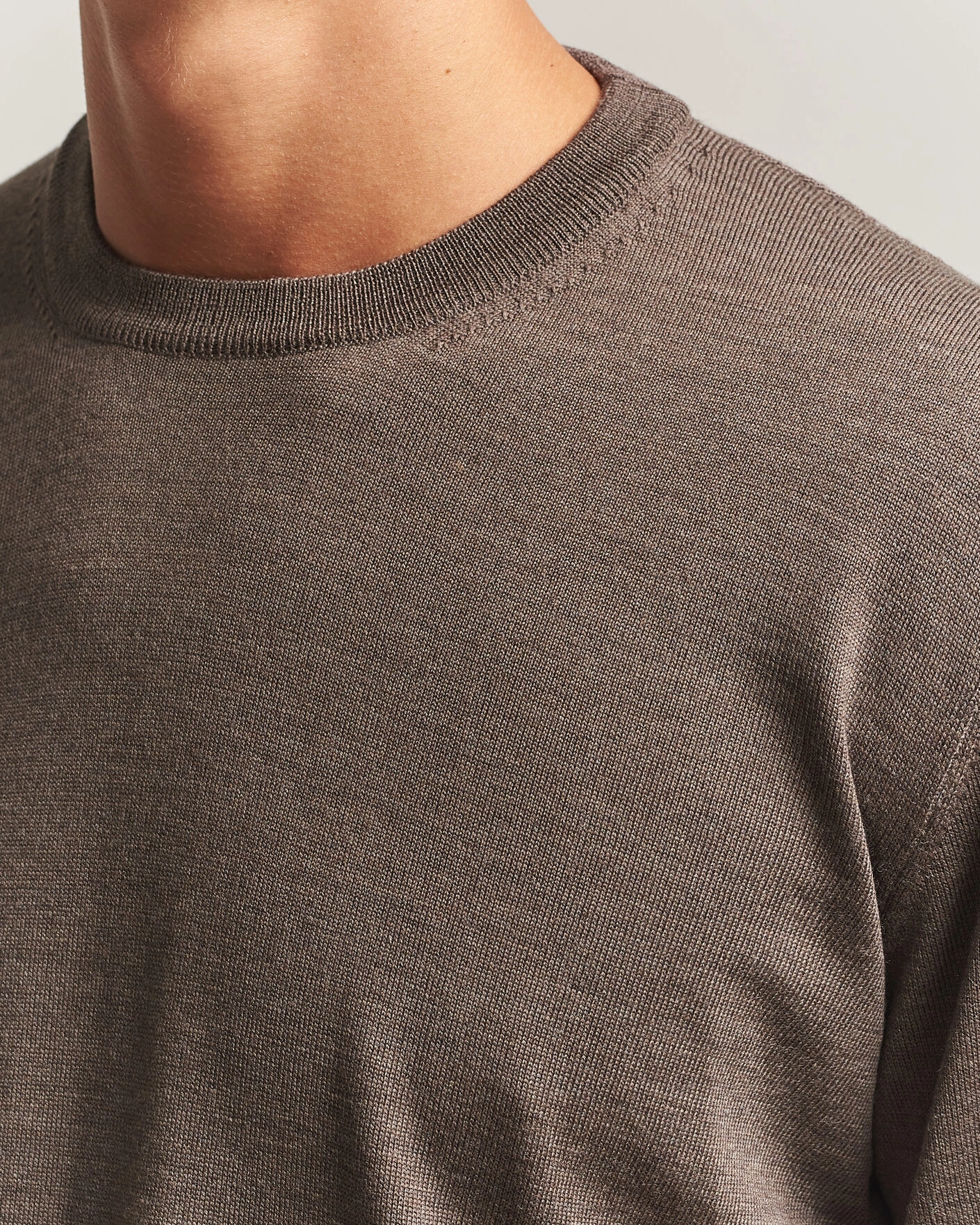 Herr | Tröjor | Eton | Merino Wool Knitted Crew Neck Dark Brown