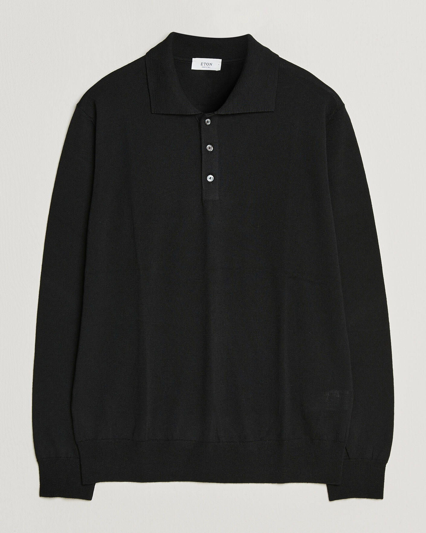 Herr | Tröjor | Eton | Merino Wool Knitted Polo Black