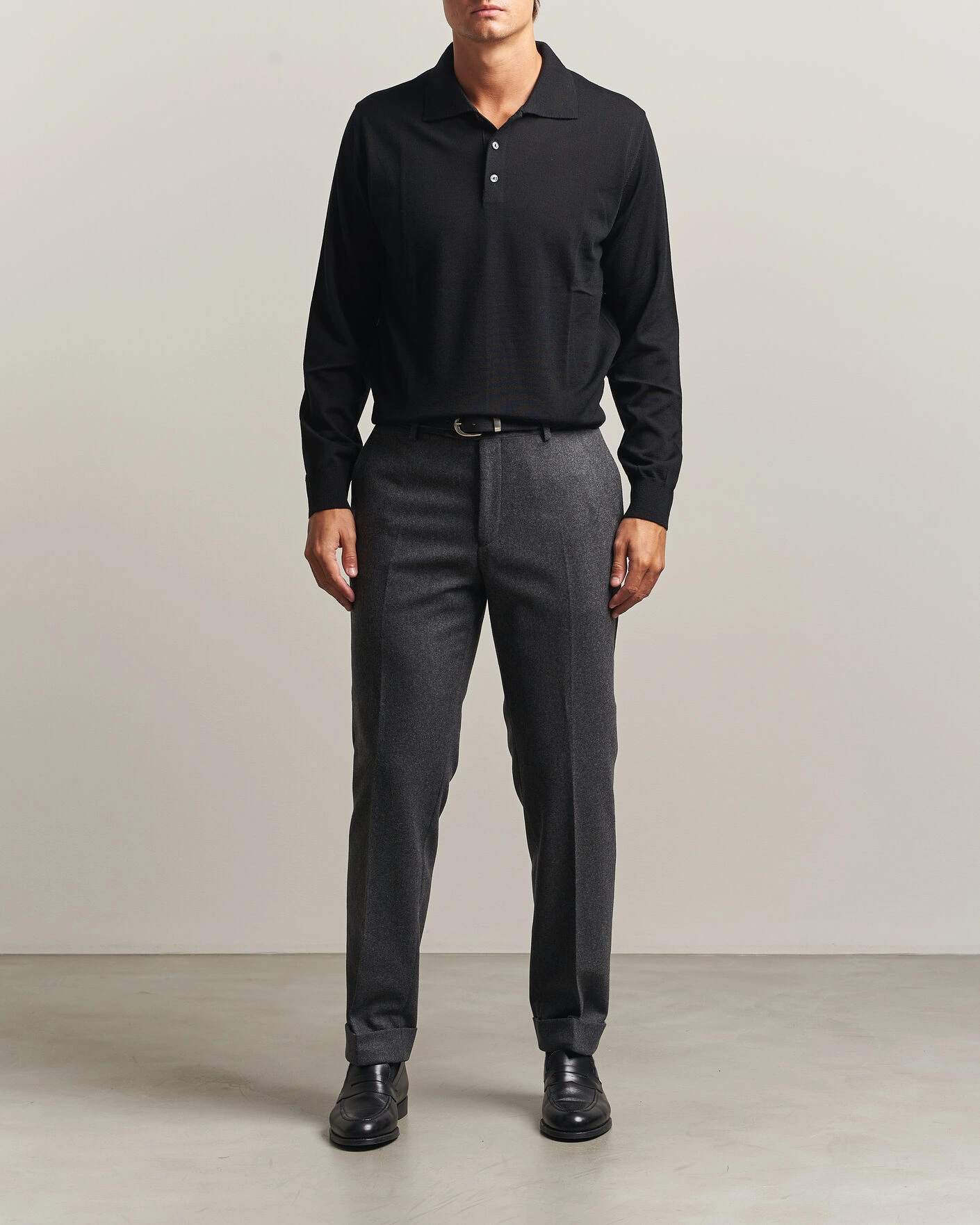 Herr | Tröjor | Eton | Merino Wool Knitted Polo Black