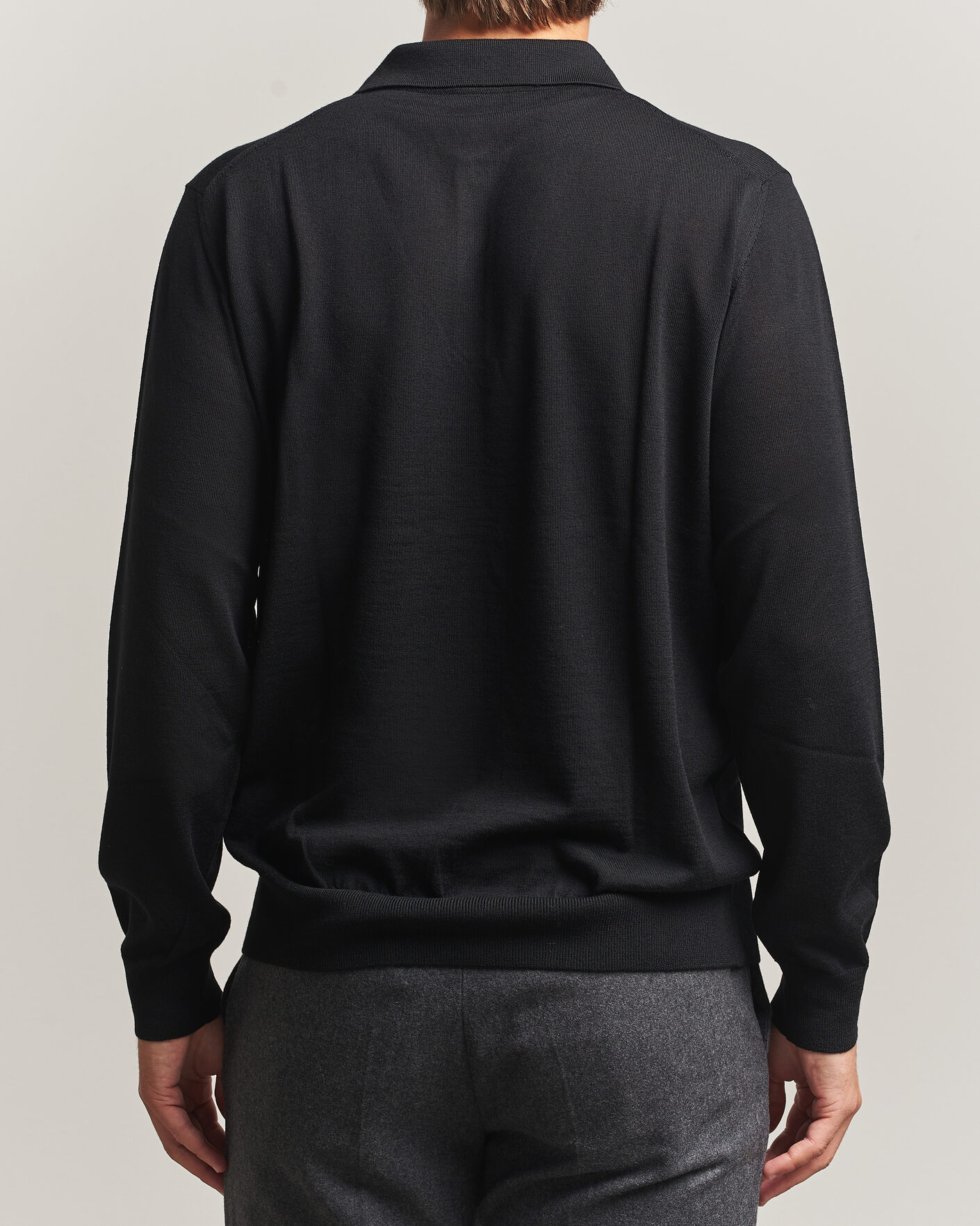 Herr | Tröjor | Eton | Merino Wool Knitted Polo Black