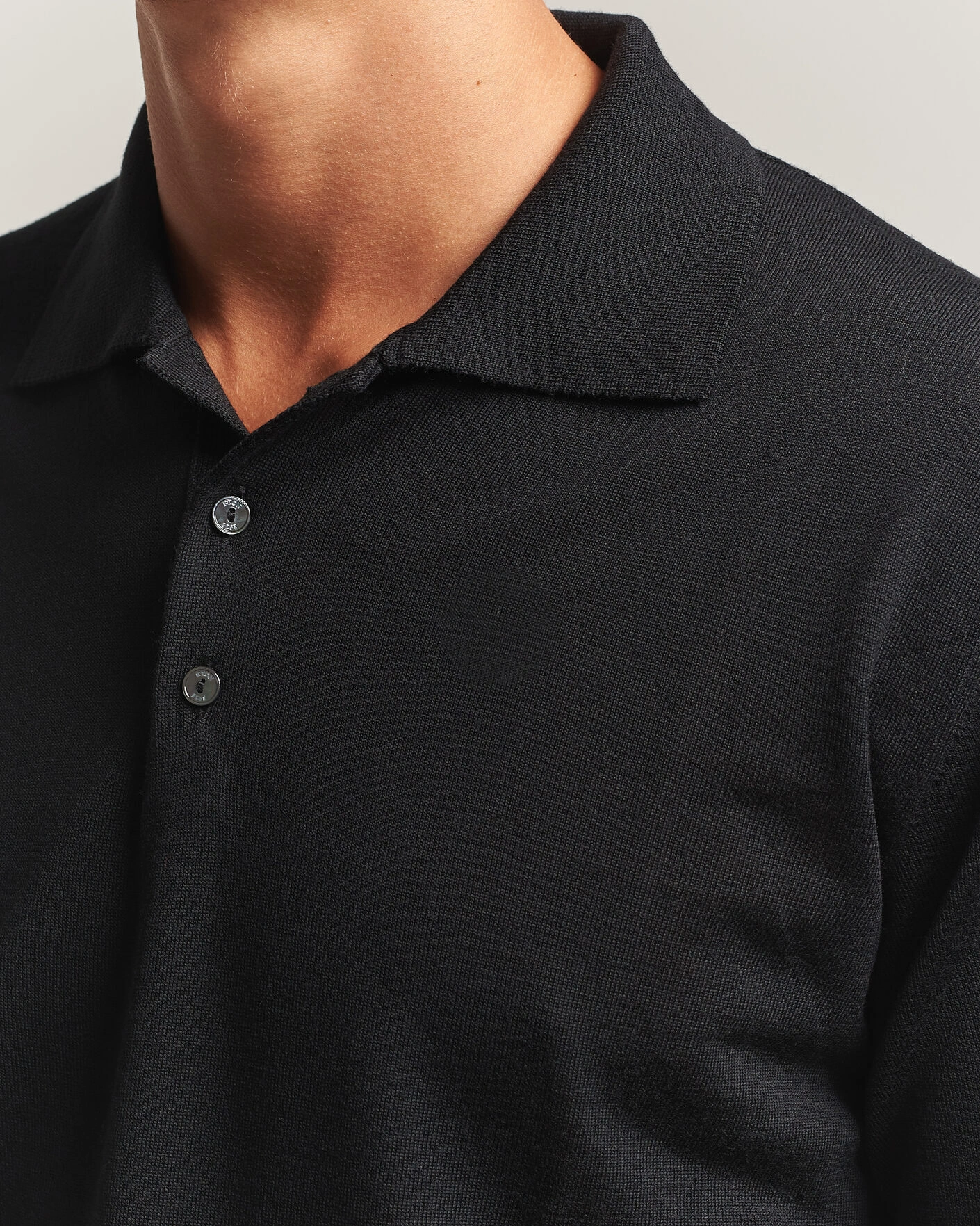 Herr | Tröjor | Eton | Merino Wool Knitted Polo Black
