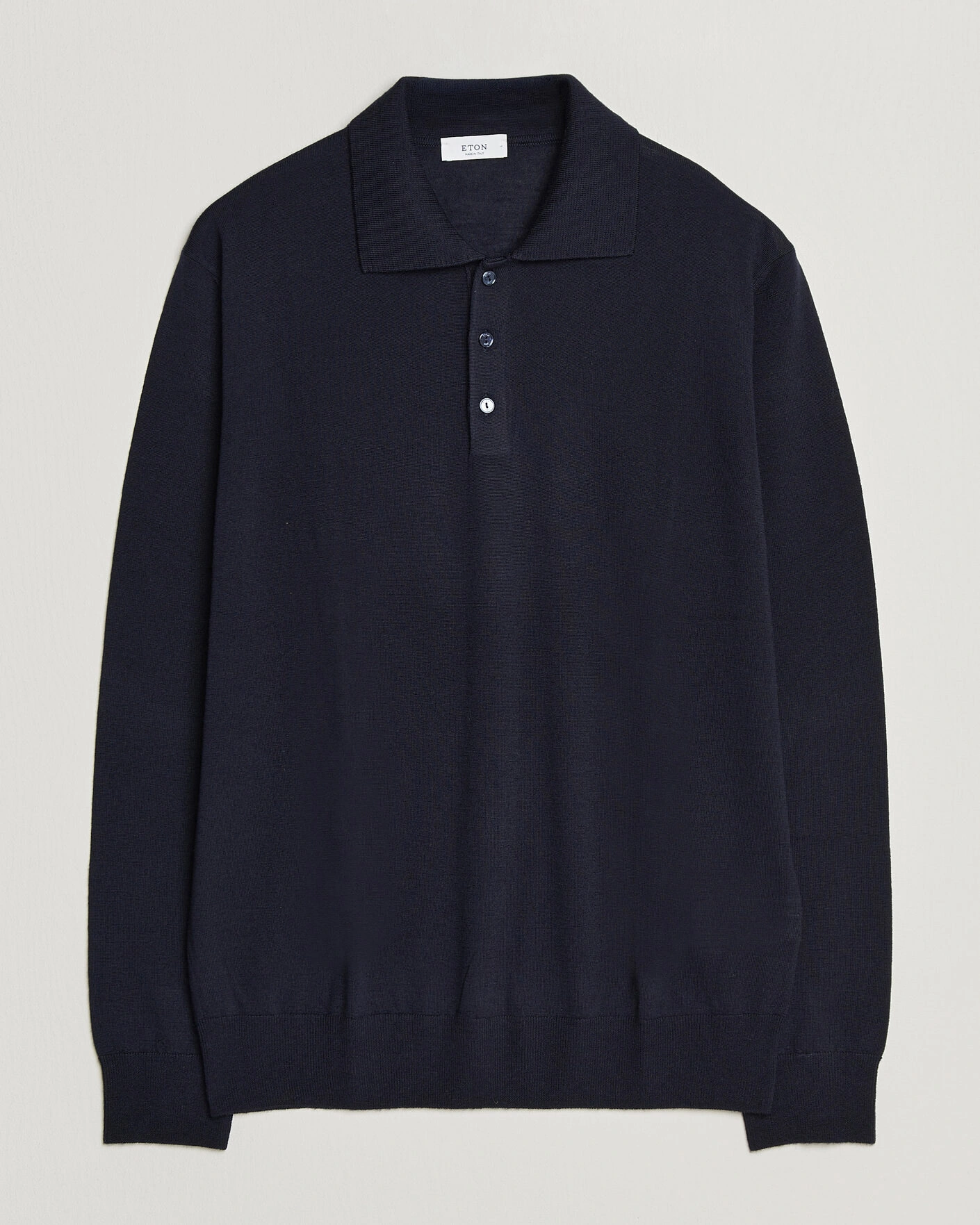 Herr | Tröjor | Eton | Merino Wool Knitted Polo Navy Blue