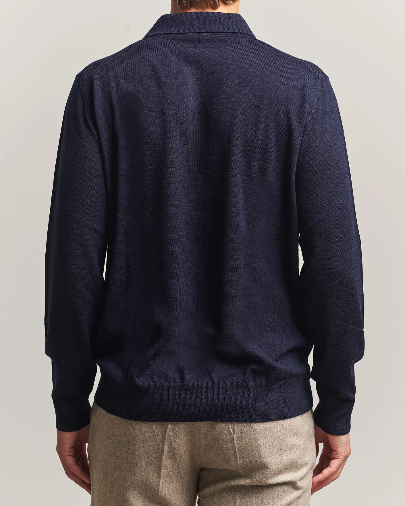 Herr | Tröjor | Eton | Merino Wool Knitted Polo Navy Blue
