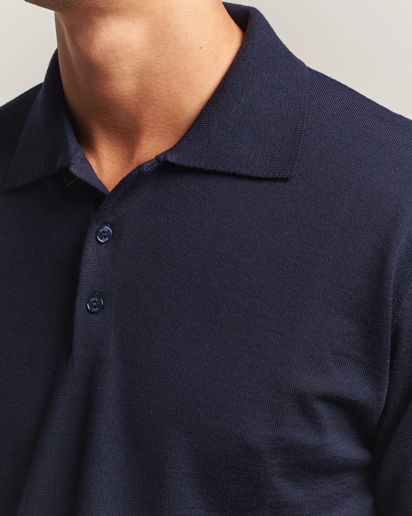 Herr | Tröjor | Eton | Merino Wool Knitted Polo Navy Blue