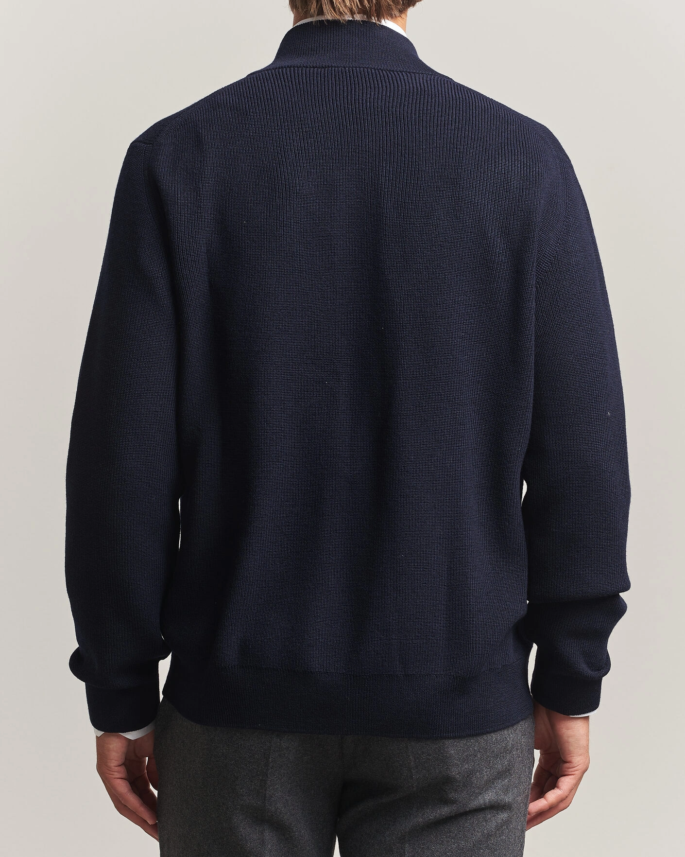 Herr | Tröjor | Eton | Merino Wool Knitted Full Zip Navy Blue