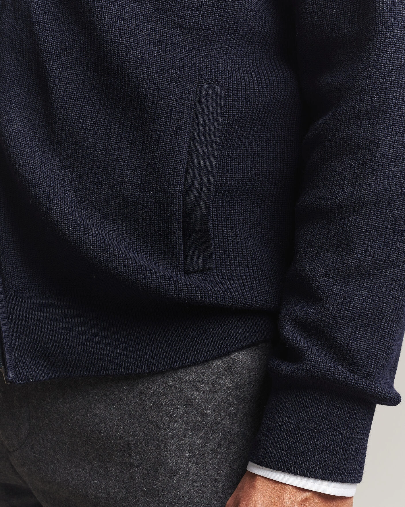 Herr | Tröjor | Eton | Merino Wool Knitted Full Zip Navy Blue