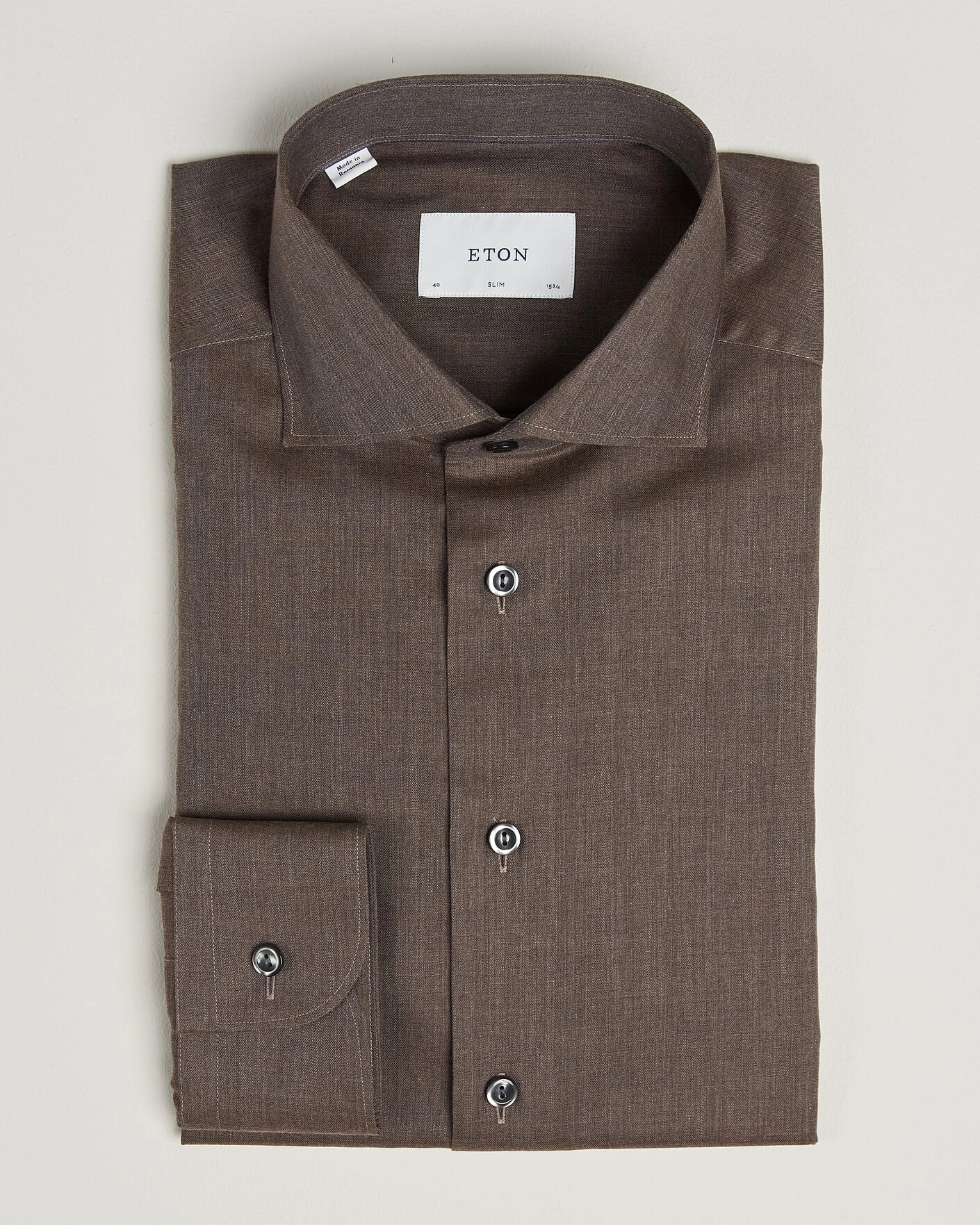 Herr | Skjortor | Eton | Slim Fit Signature Flannel Shirt Brown