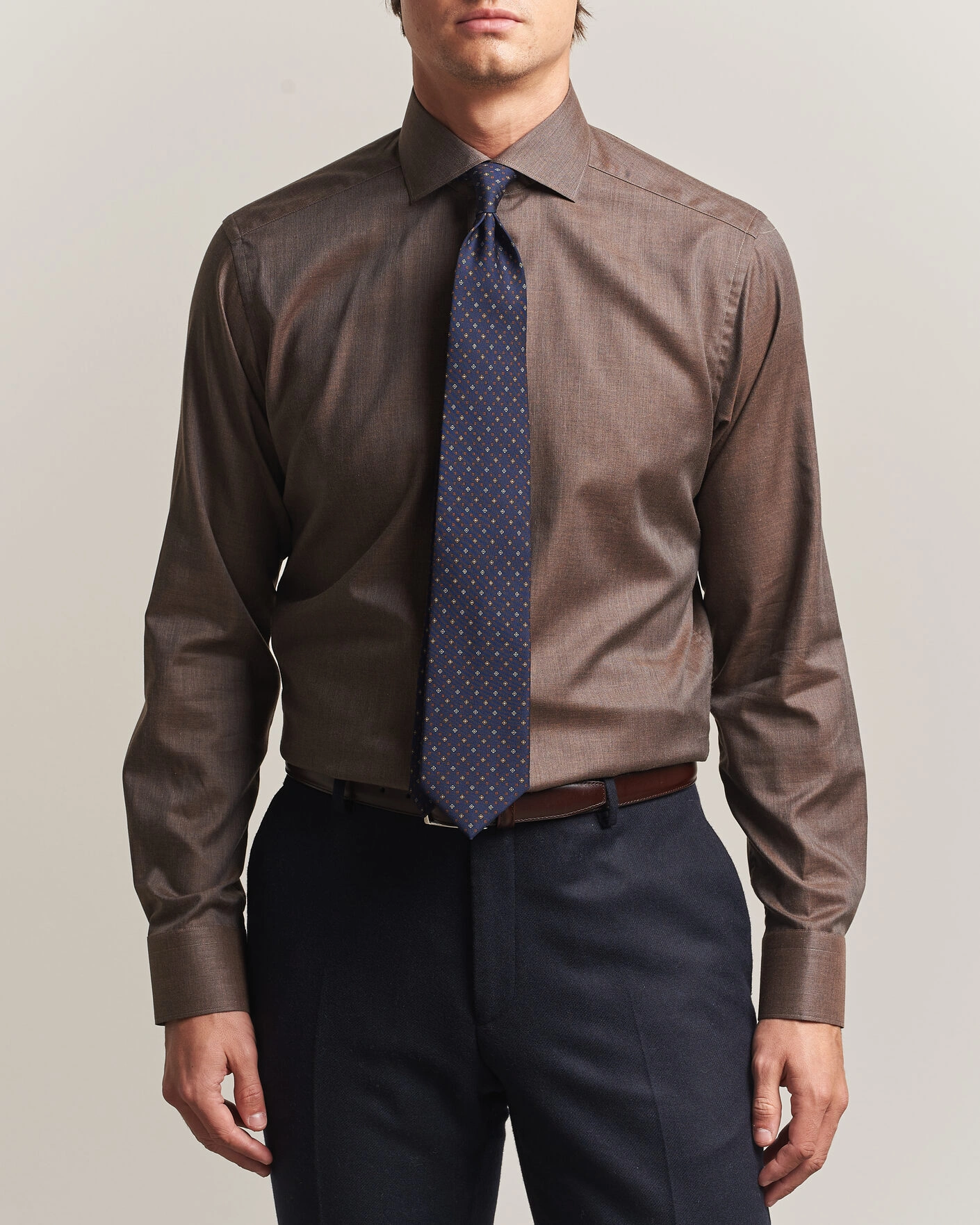 Herr | Skjortor | Eton | Slim Fit Signature Flannel Shirt Brown