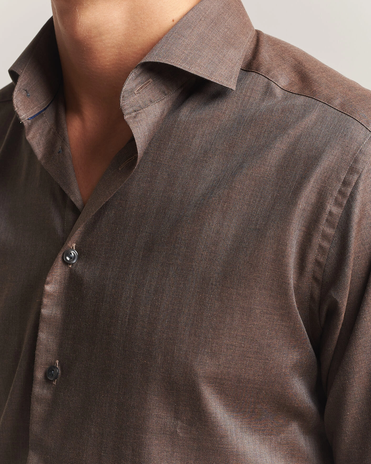 Herr | Skjortor | Eton | Slim Fit Signature Flannel Shirt Brown