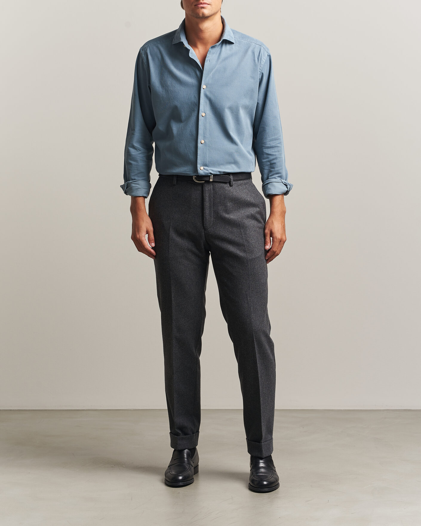 Herr | Skjortor | Eton | Casual Fit Corduroy Shirt Blue