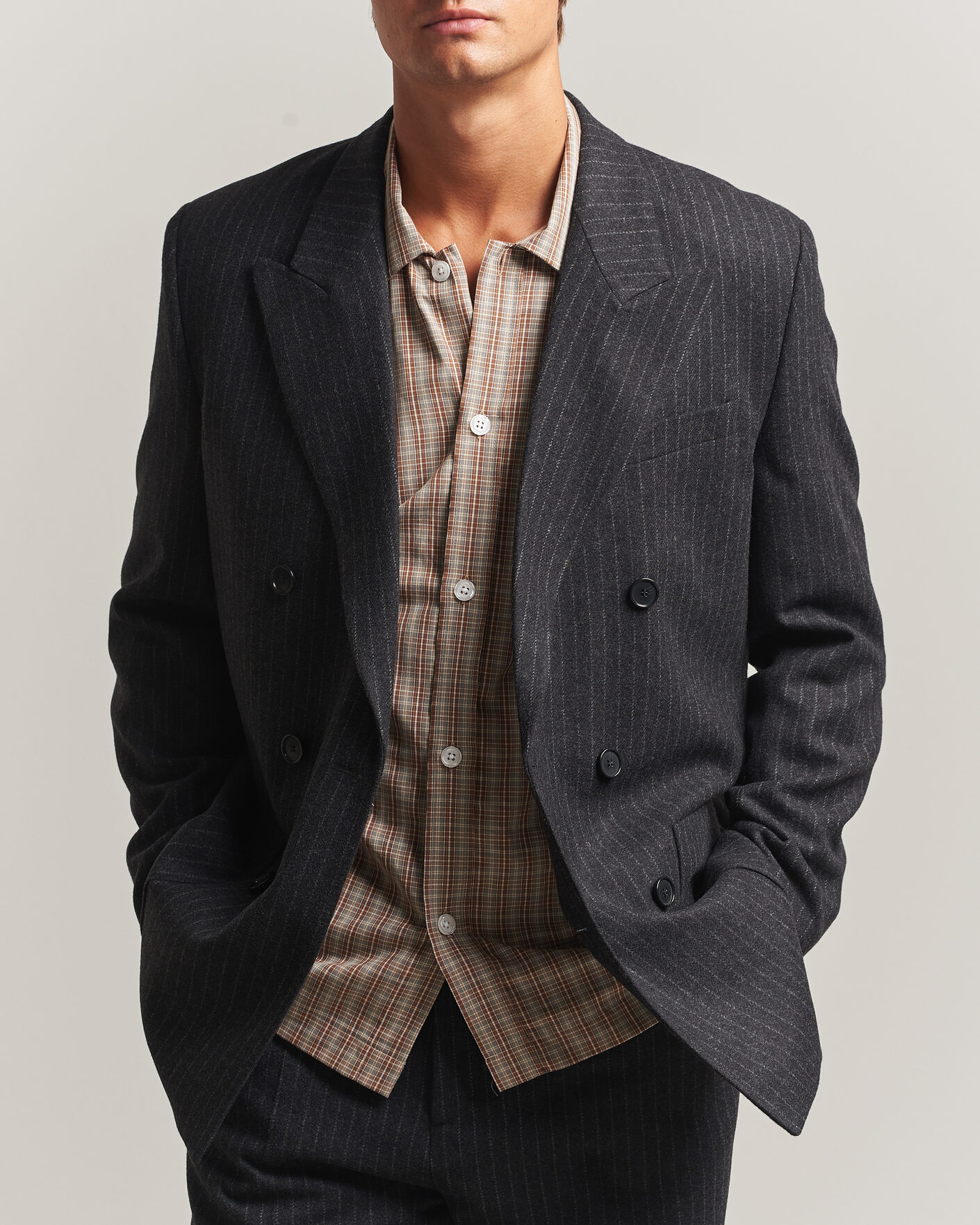Herr | Kavajer | Filippa K | Michael Wool Flannel Pinstriped Blazer Anthracite