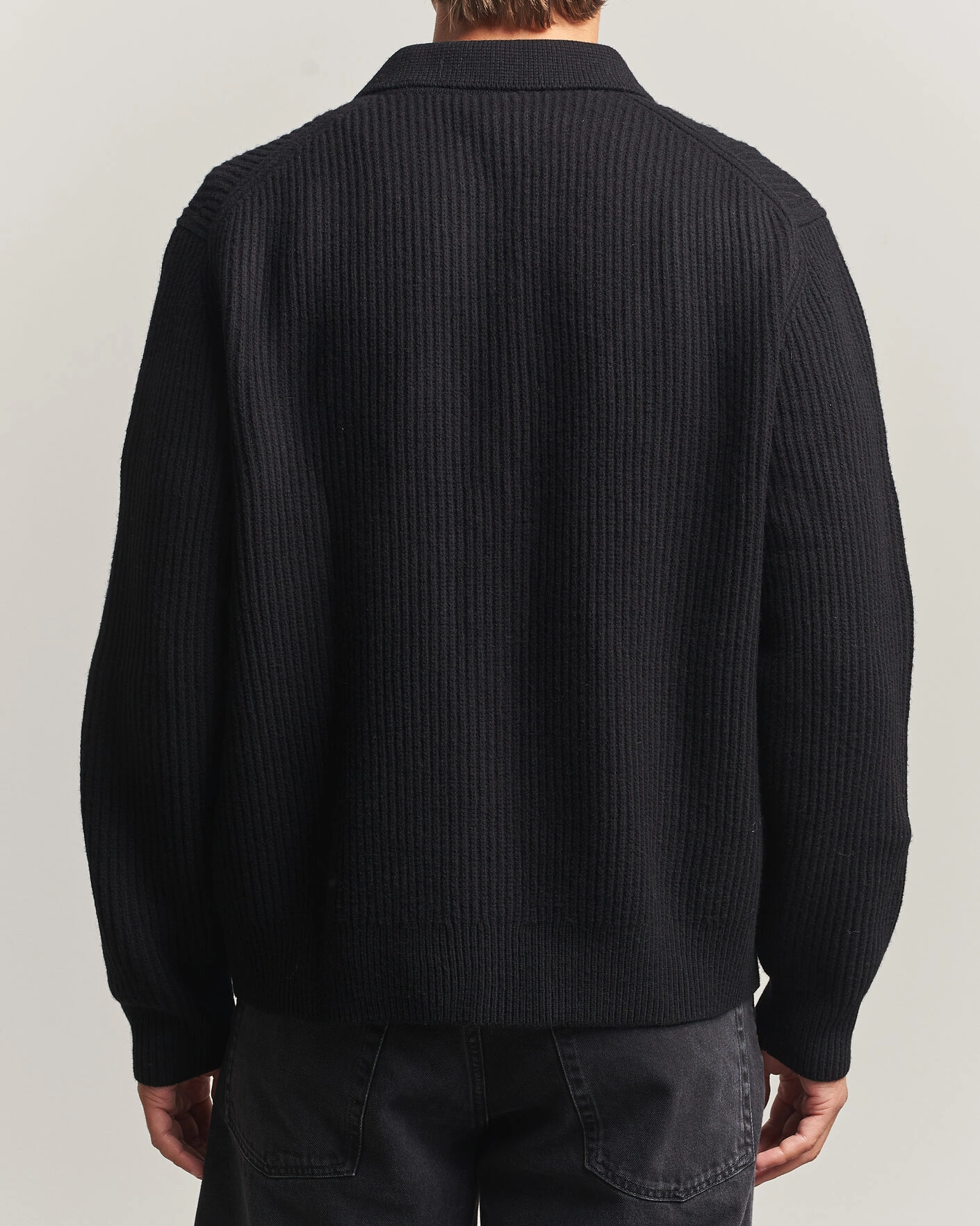 Herr | Tröjor | Filippa K | Ribbed Wool Knitted Full Zip Black