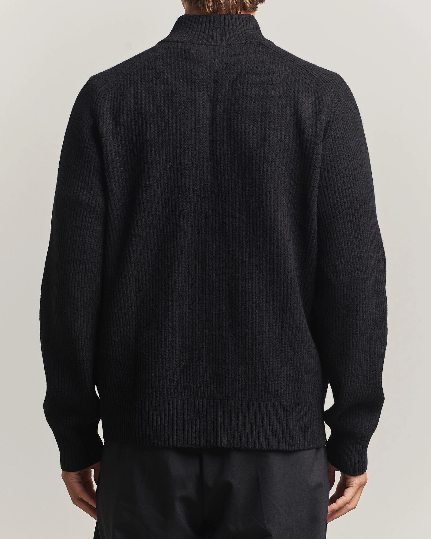 Herr | Tröjor | Filippa K | Ribbed Wool Knitted Half Zip Black