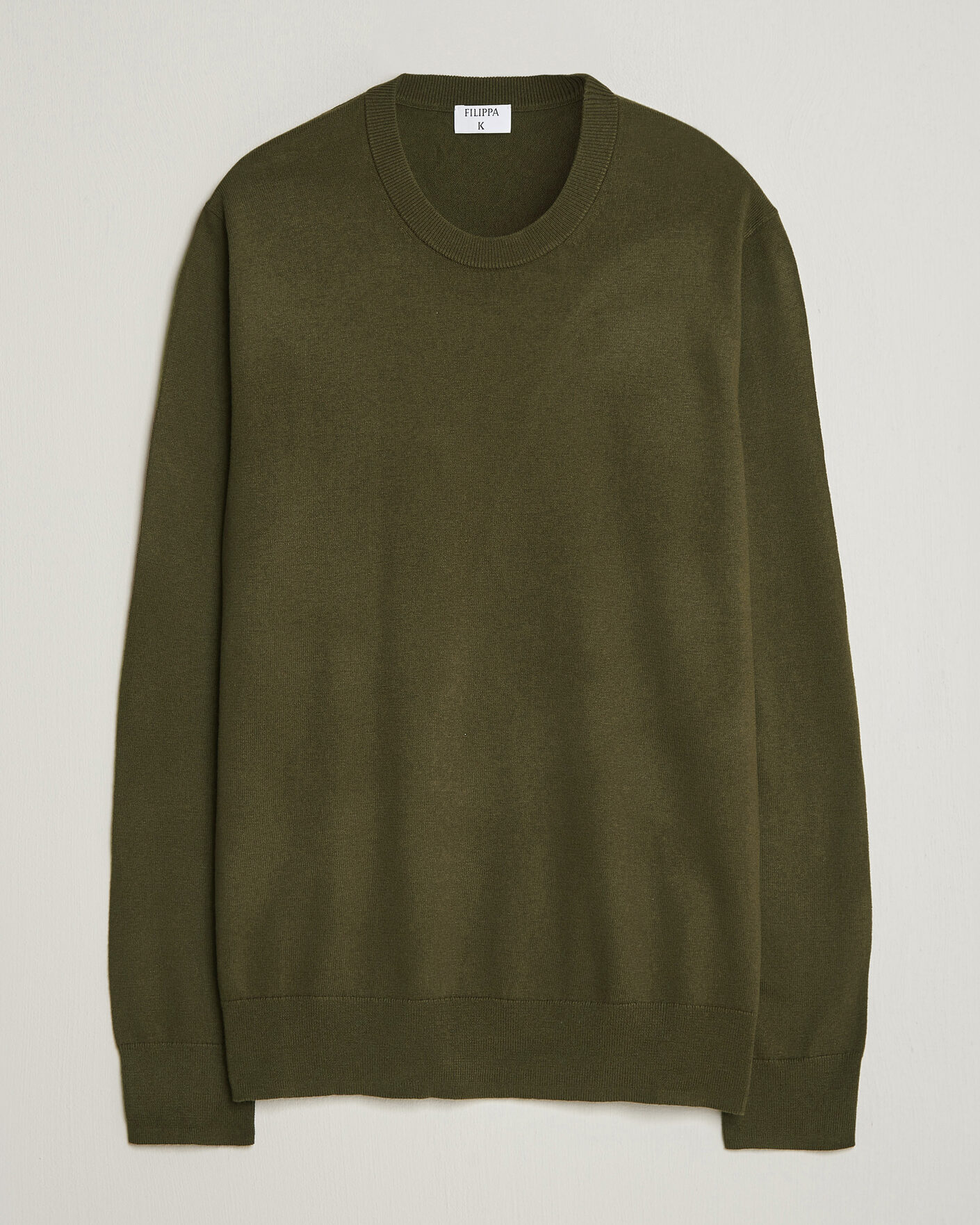 Herr | Tröjor | Filippa K | Cotton Merino Knitted Sweater Dark Moss Green