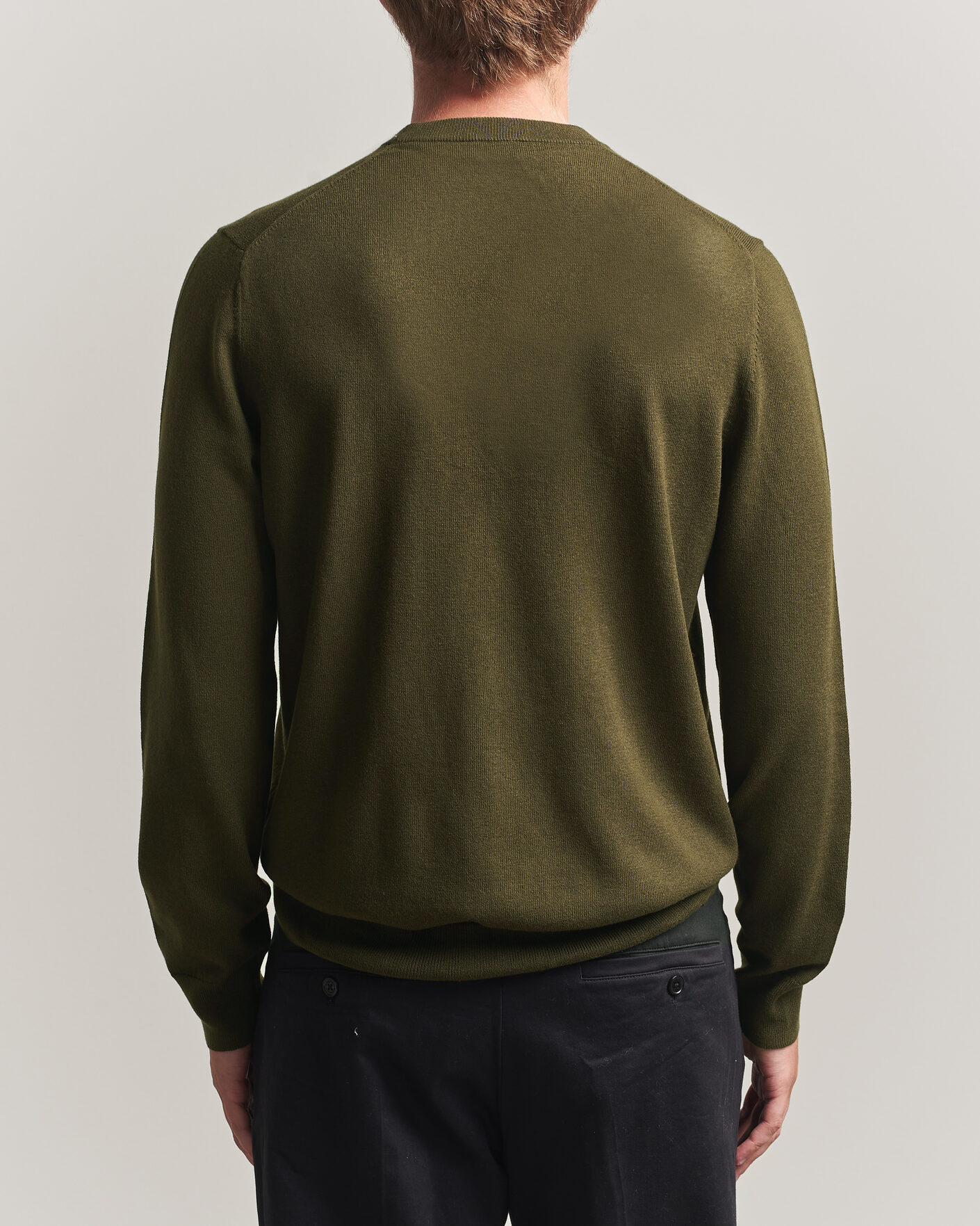 Herr | Tröjor | Filippa K | Cotton Merino Knitted Sweater Dark Moss Green