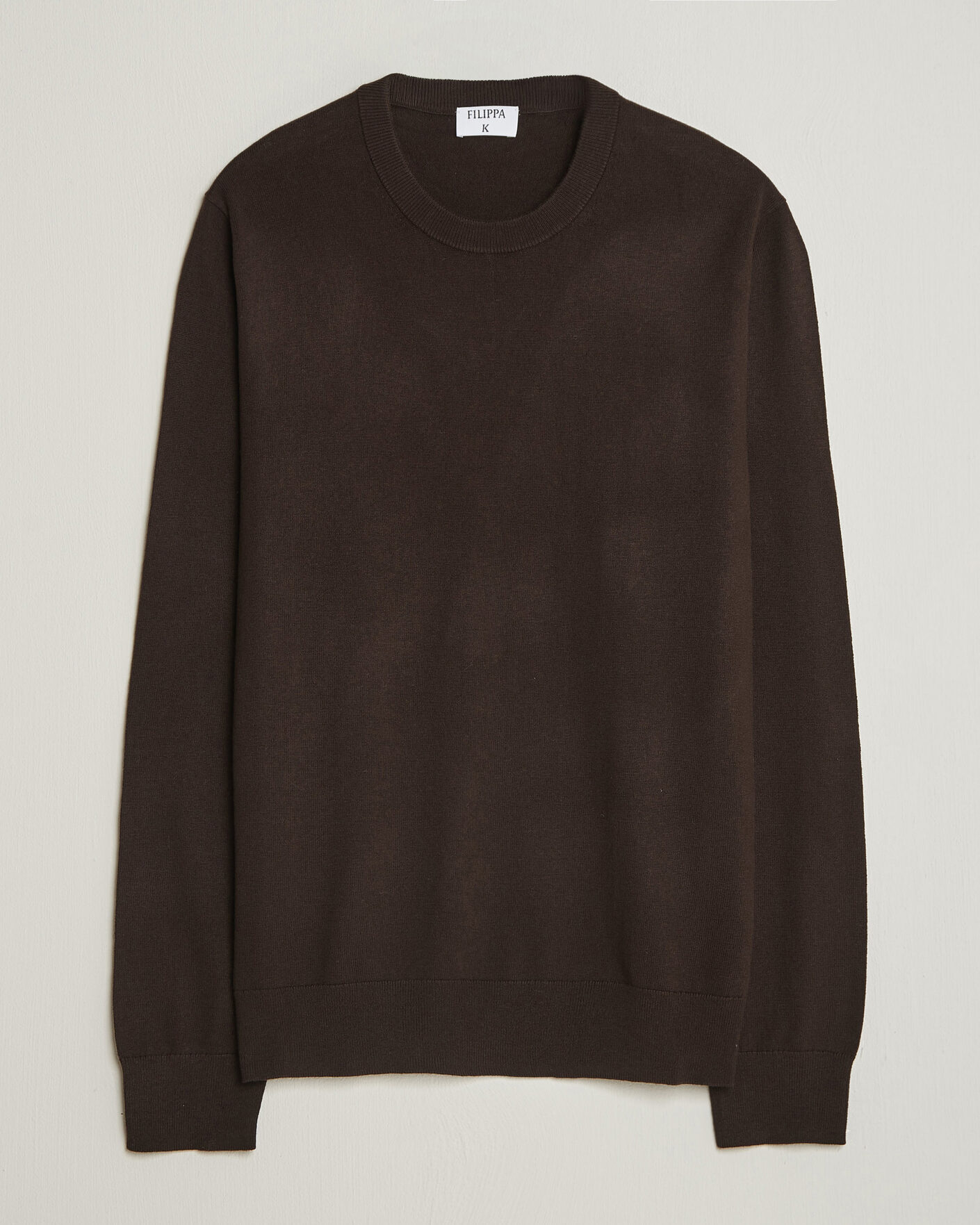 Herr | Tröjor | Filippa K | Cotton Merino Knitted Sweater Dark Chocolate