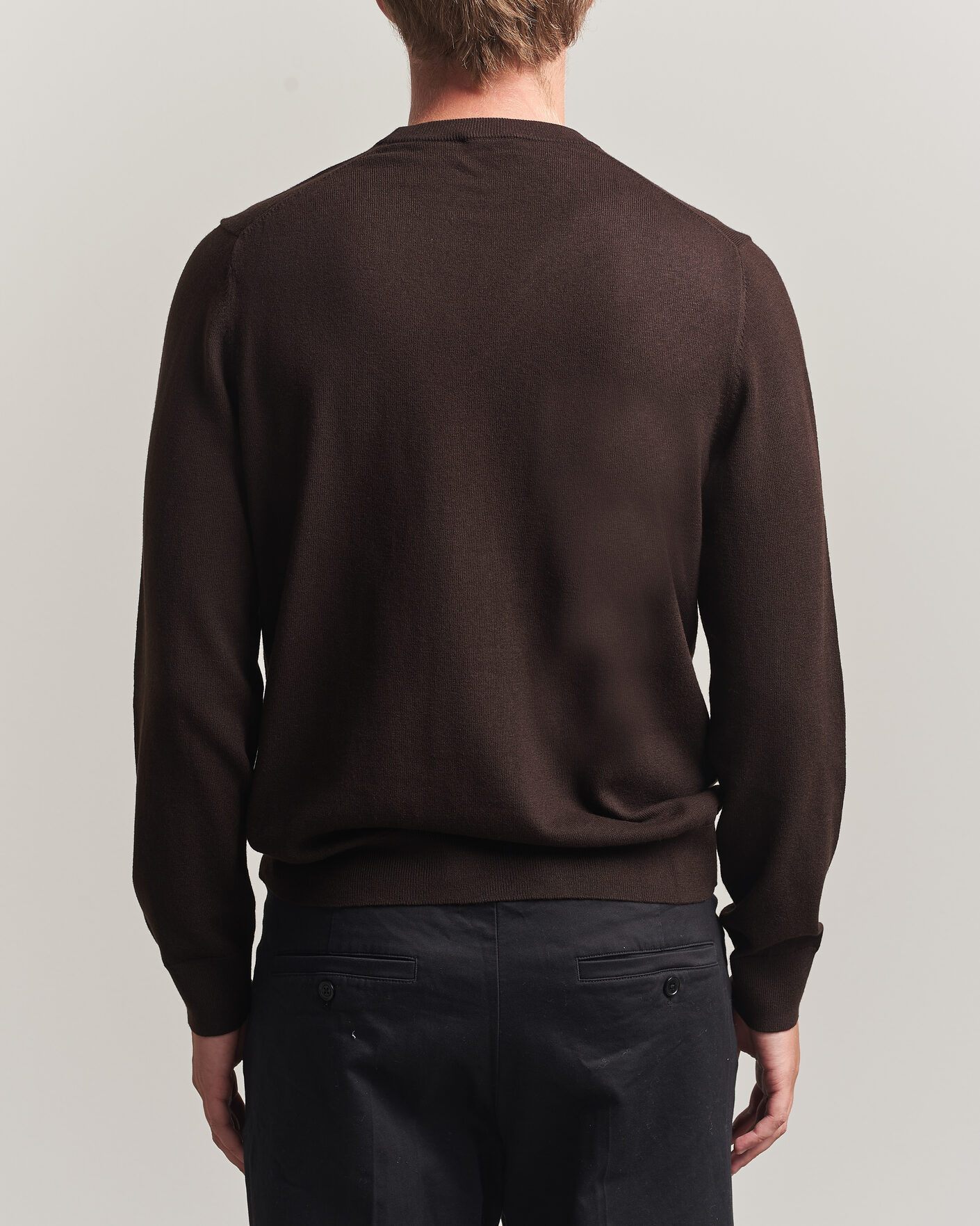 Herr | Tröjor | Filippa K | Cotton Merino Knitted Sweater Dark Chocolate