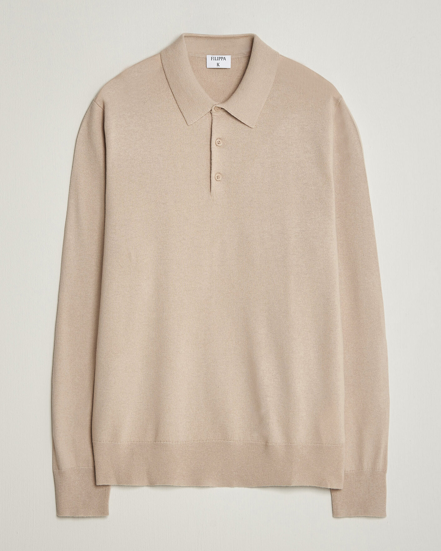 Herr | Tröjor | Filippa K | Knitted Polo Shirt Pearl Beige