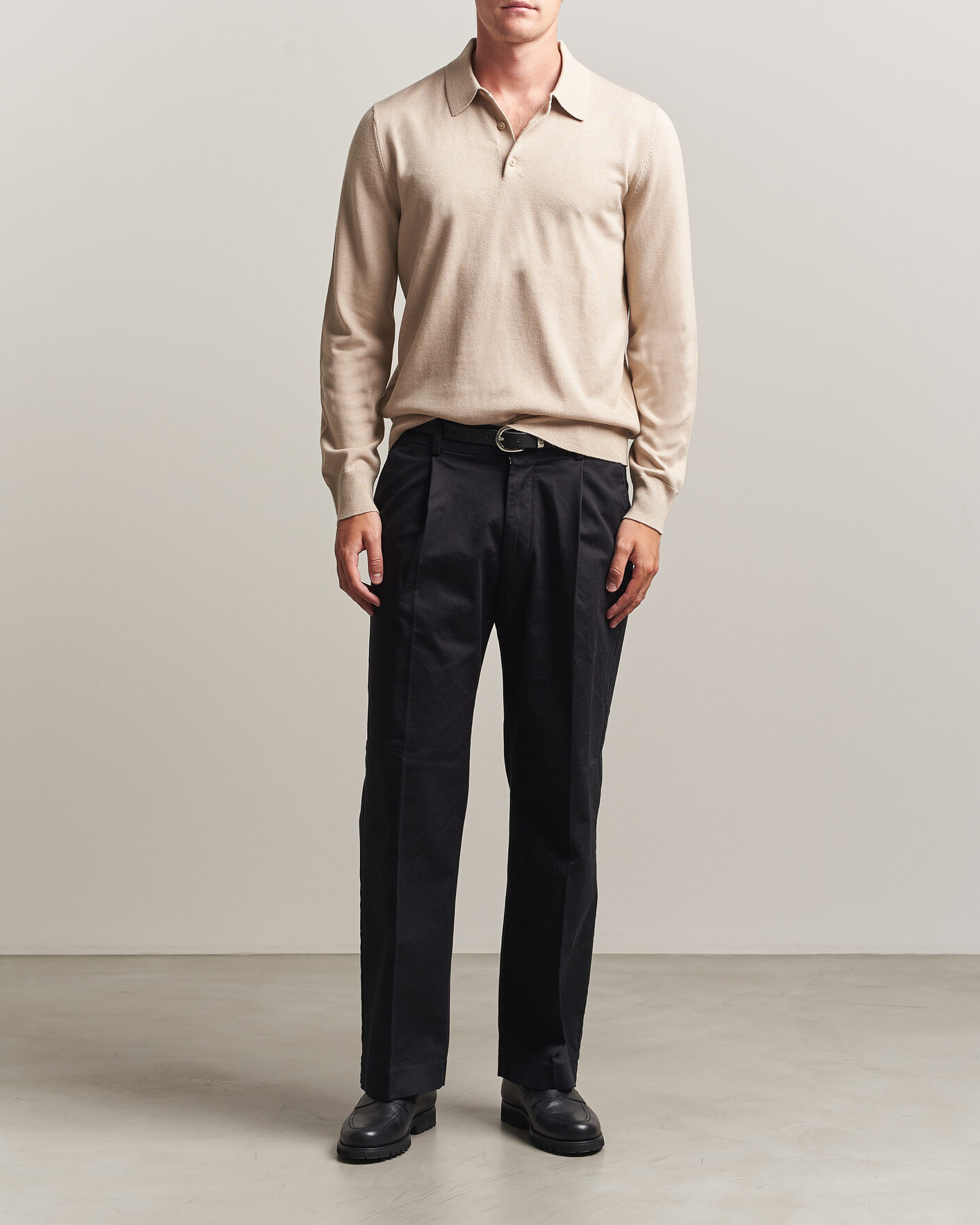 Herr | Tröjor | Filippa K | Knitted Polo Shirt Pearl Beige