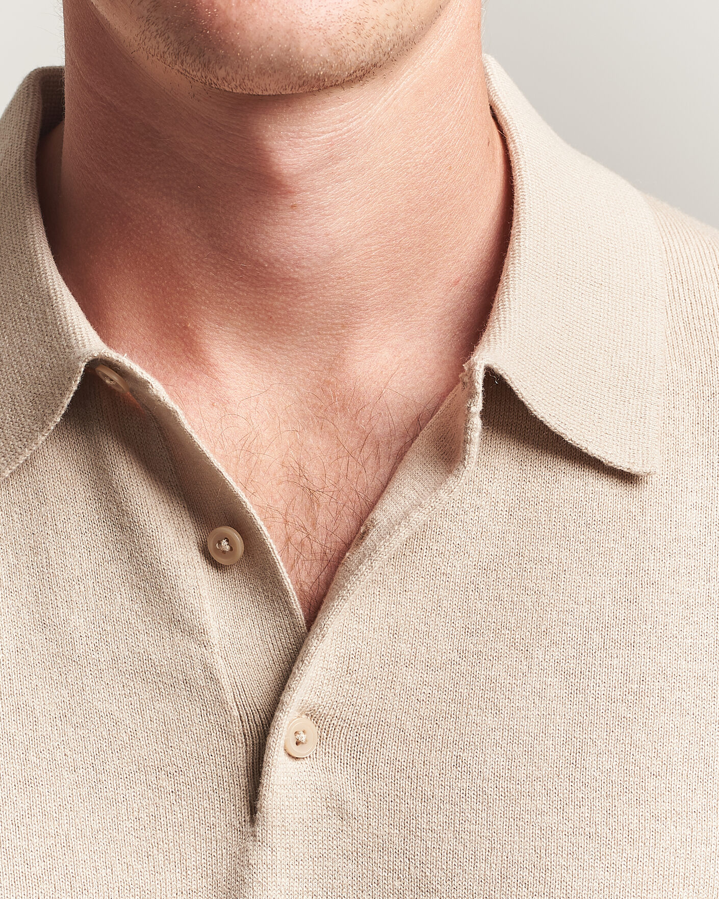 Herr | Tröjor | Filippa K | Knitted Polo Shirt Pearl Beige