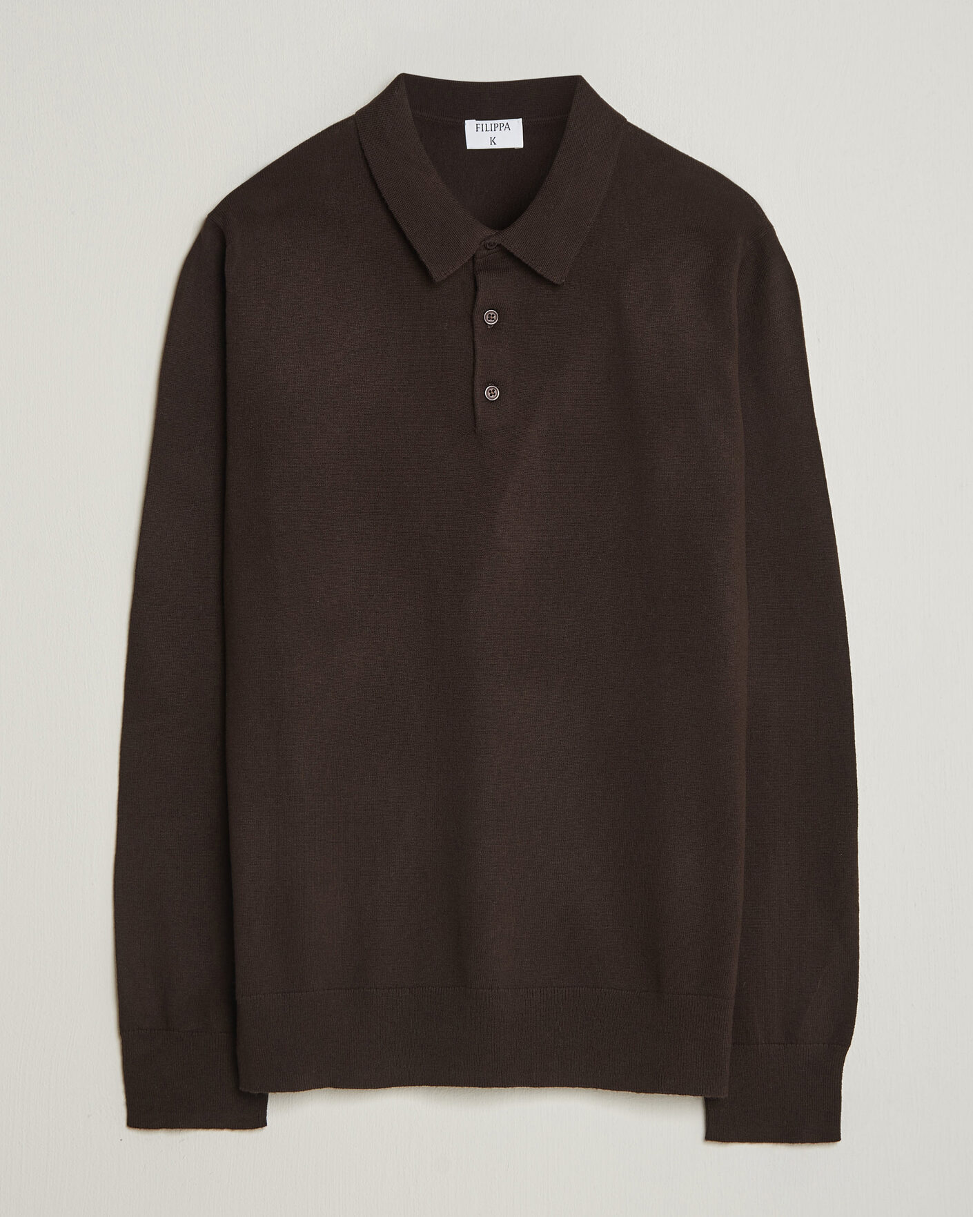 Herr | Tröjor | Filippa K | Knitted Polo Shirt Dark Chocolate