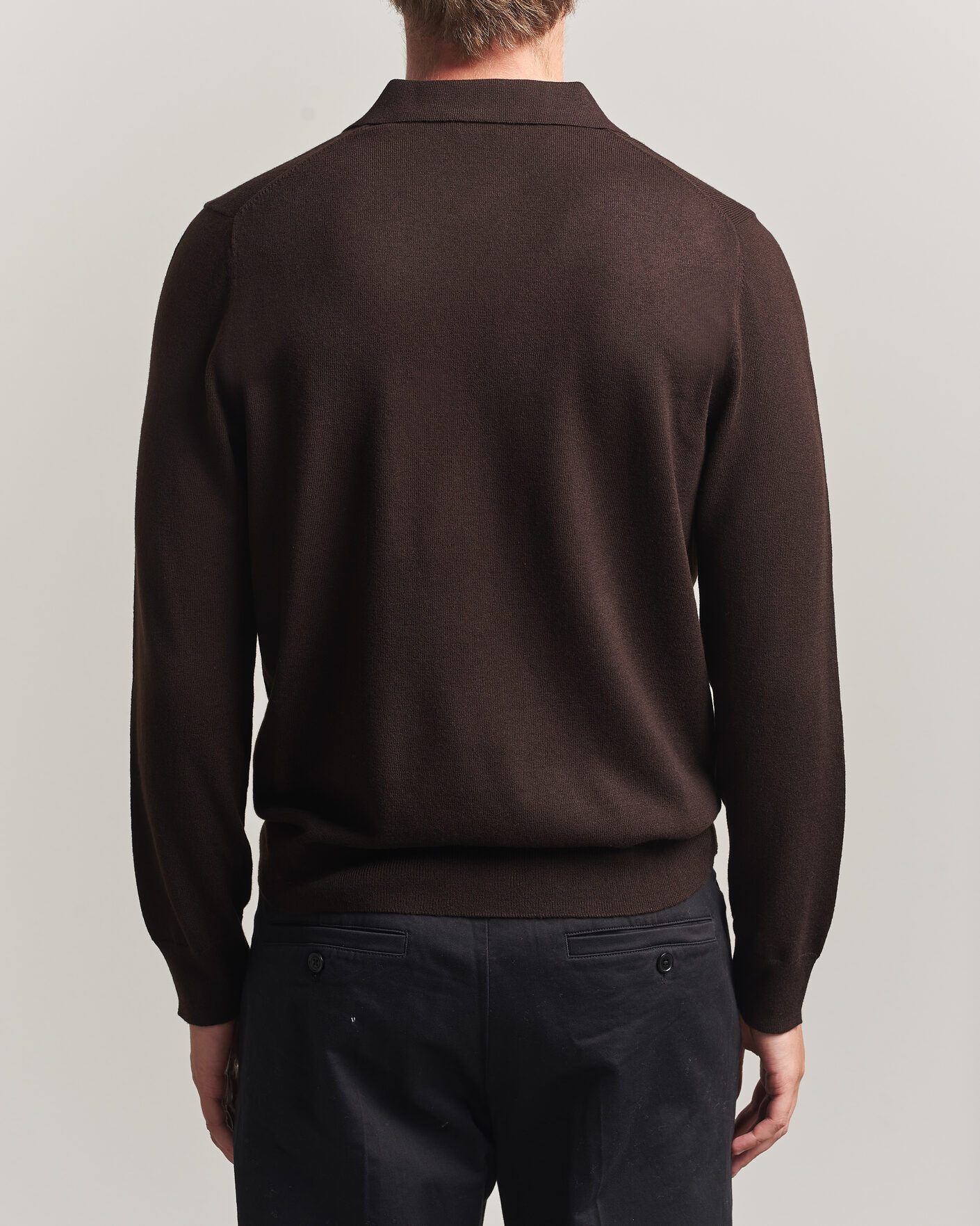 Herr | Tröjor | Filippa K | Knitted Polo Shirt Dark Chocolate