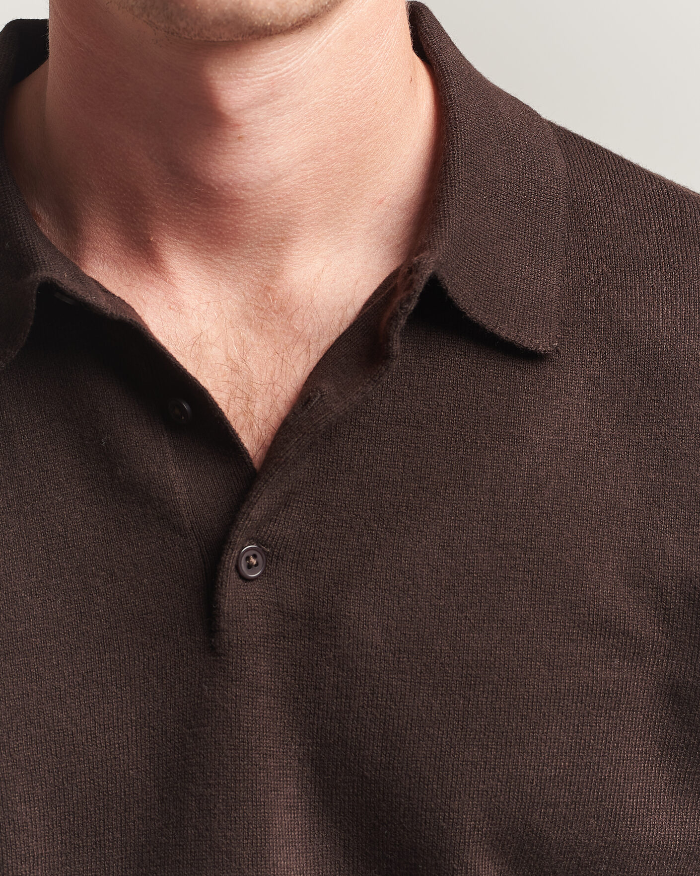 Herr | Tröjor | Filippa K | Knitted Polo Shirt Dark Chocolate