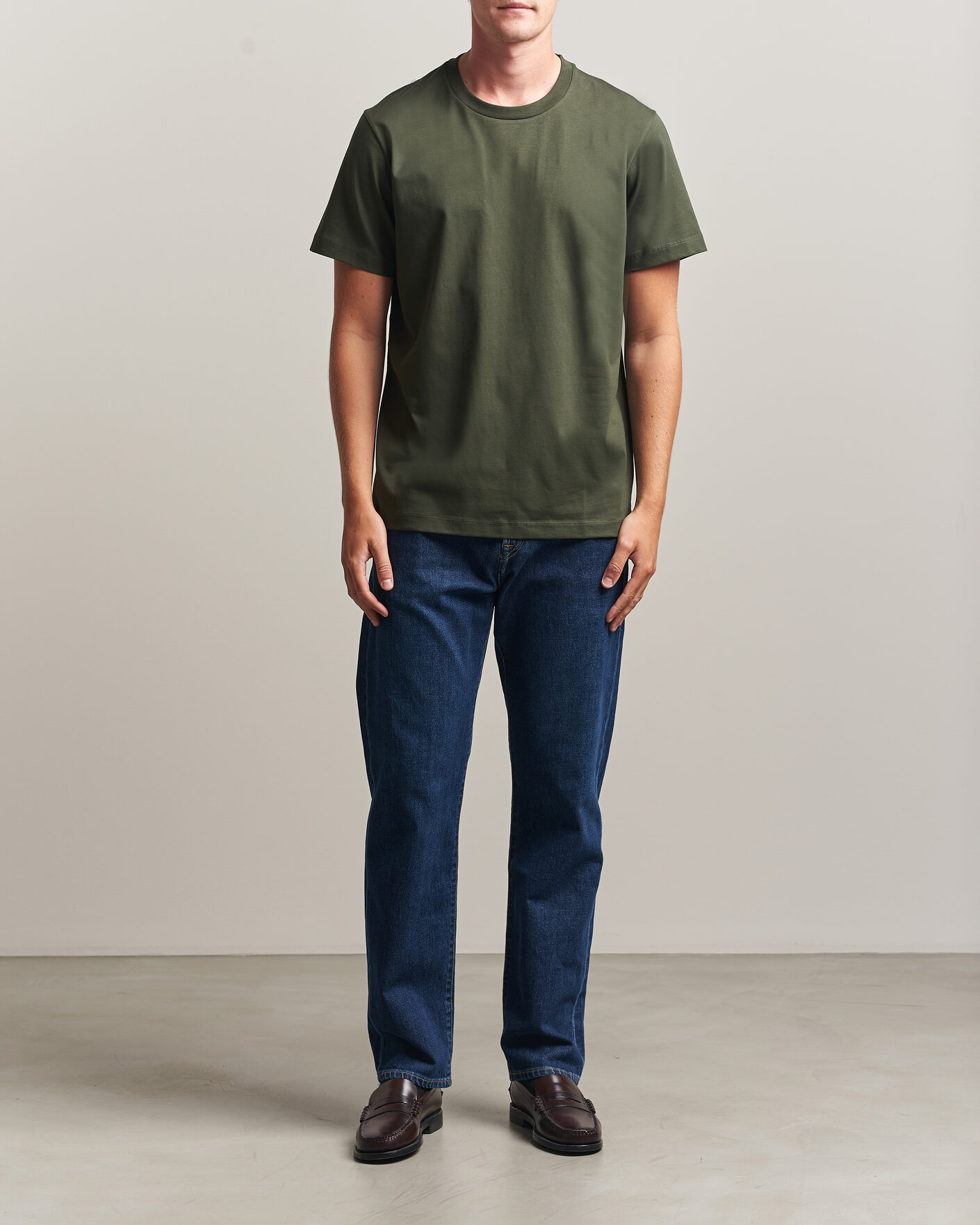 Herr | T-Shirts | Filippa K | Filip Crew Neck T-Shirt Night Green