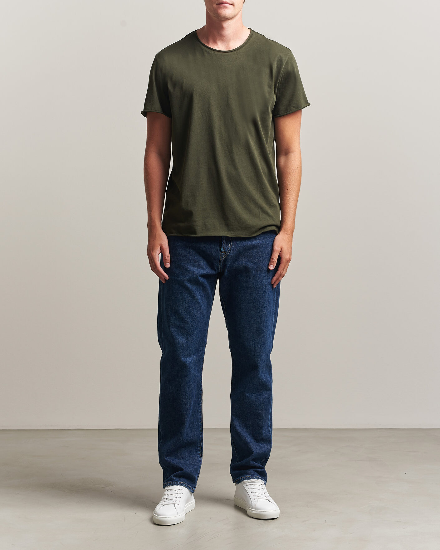 Herr | T-Shirts | Filippa K | Roll Neck Crew Neck T-Shirt Night Green