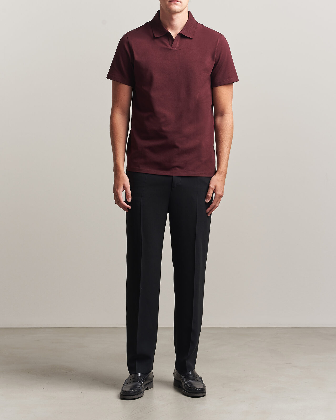 Herr | Pikéer | Filippa K | Soft Lycra Polo T-Shirt Dark Burgundy